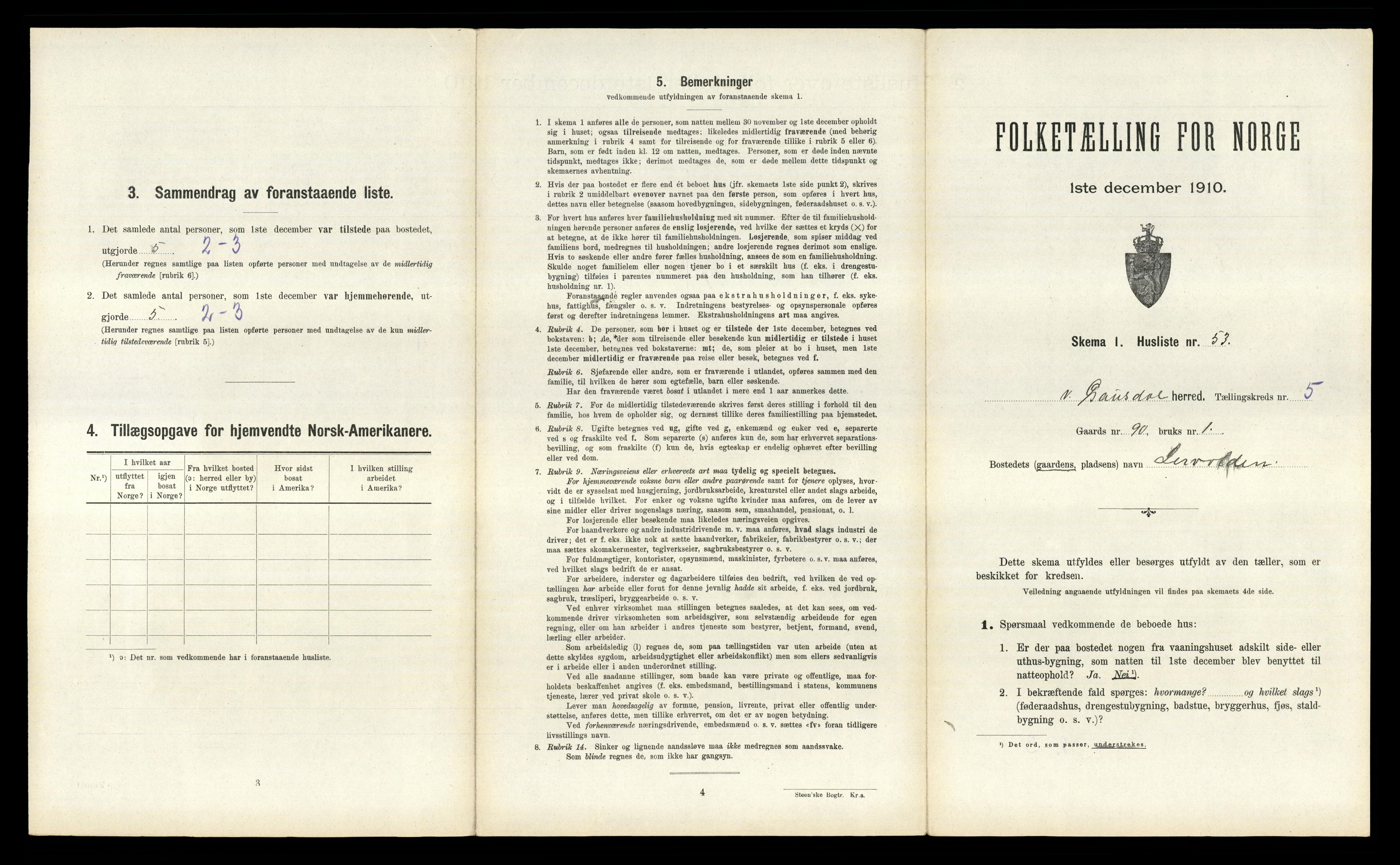 RA, 1910 census for Vestre Gausdal, 1910, p. 743