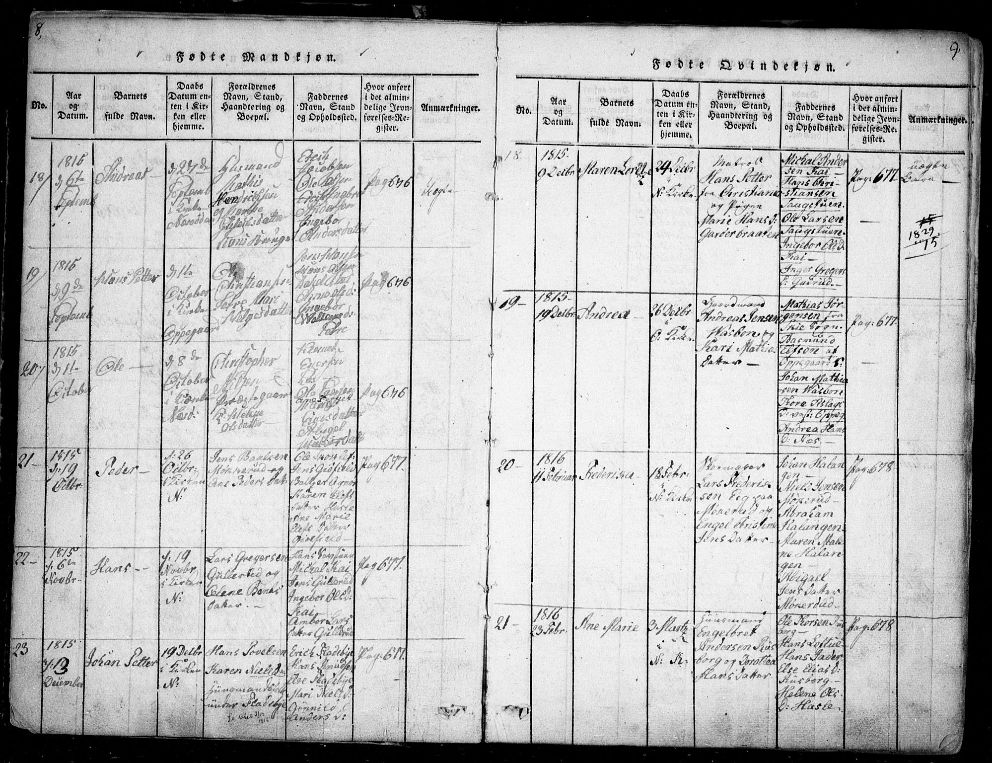 Nesodden prestekontor Kirkebøker, SAO/A-10013/F/Fa/L0006: Parish register (official) no. I 6, 1814-1847, p. 8-9