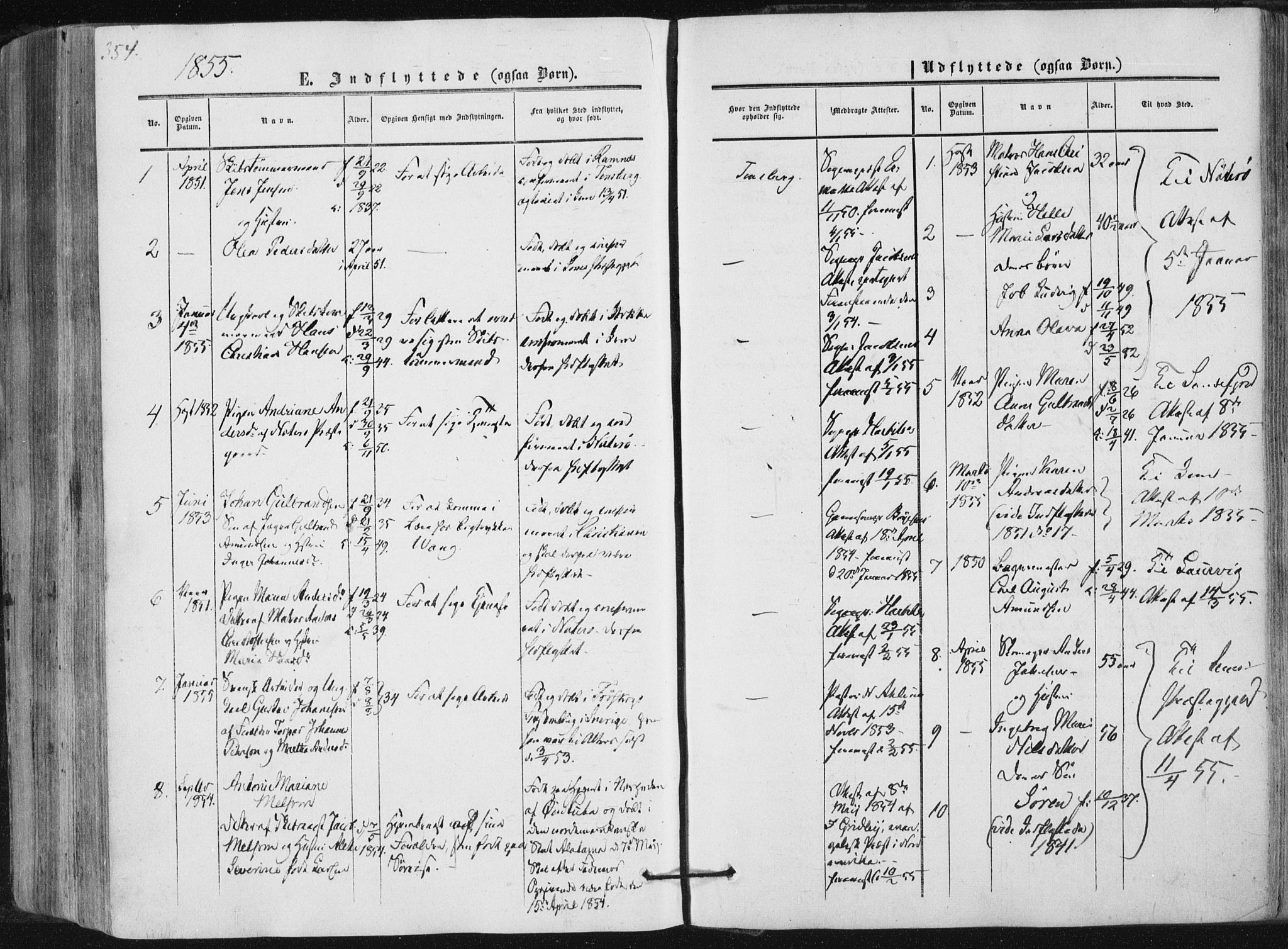 Tønsberg kirkebøker, SAKO/A-330/F/Fa/L0008: Parish register (official) no. I 8, 1855-1864, p. 354