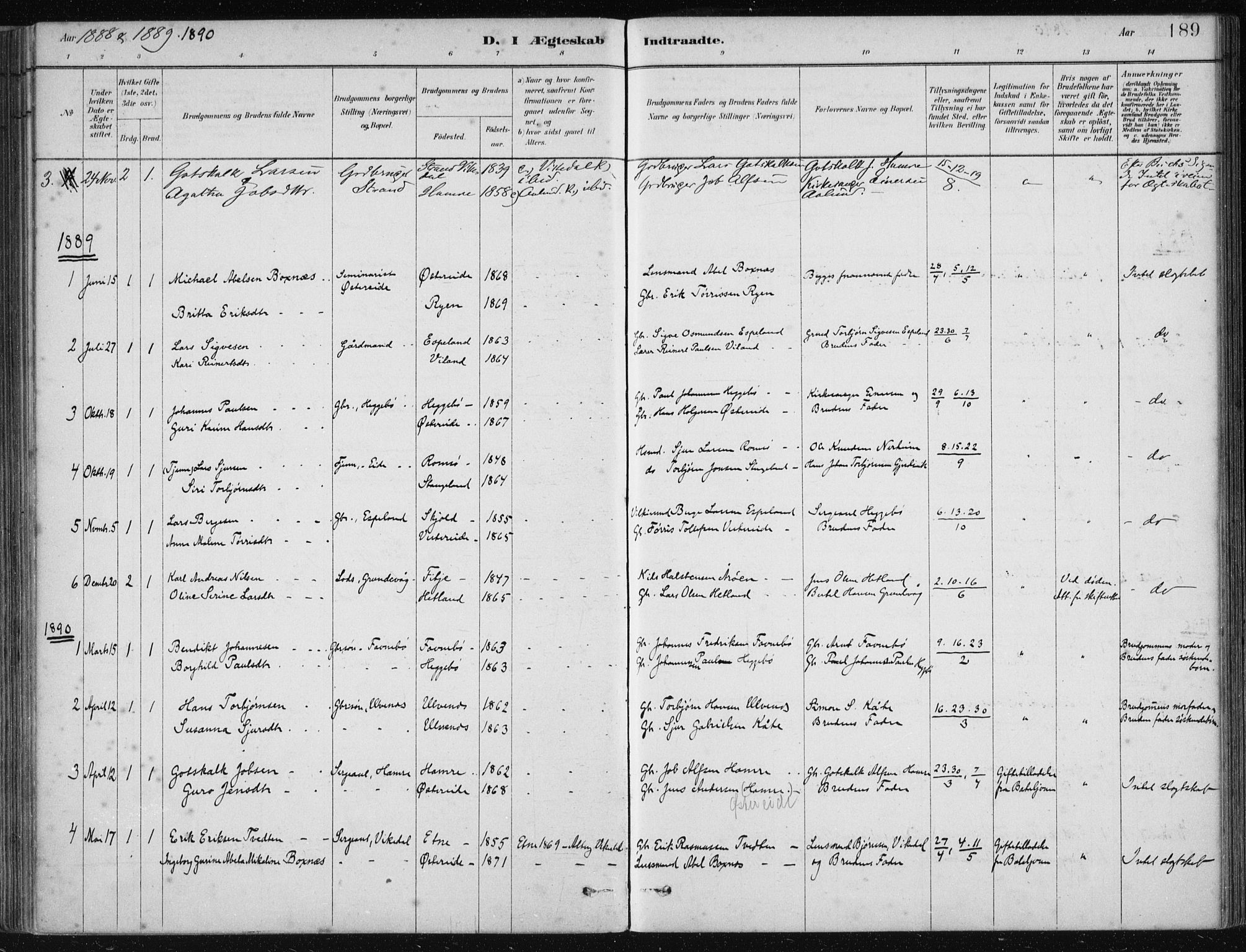 Fjelberg sokneprestembete, AV/SAB-A-75201/H/Haa: Parish register (official) no. D 1, 1879-1918, p. 189