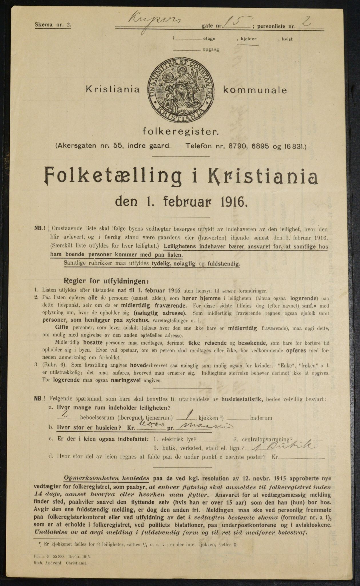 OBA, Municipal Census 1916 for Kristiania, 1916, p. 50454