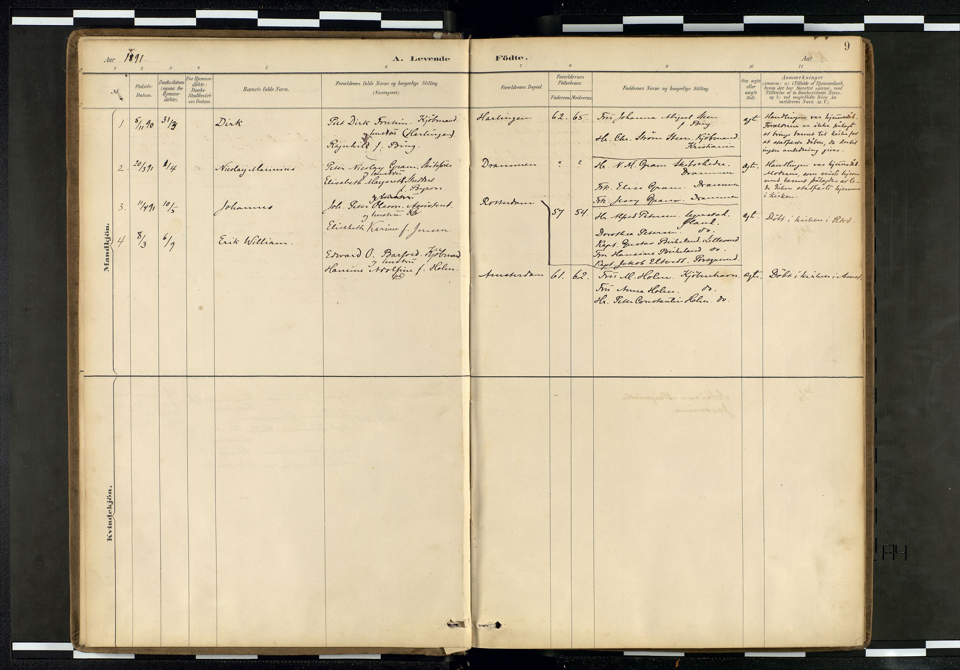 Den norske sjømannsmisjon i utlandet/Hollandske havner (Amsterdam-Rotterdam-Europort), AV/SAB-SAB/PA-0106/H/Ha/Haa/L0002: Parish register (official) no. A 2, 1887-1907, p. 8b-9a