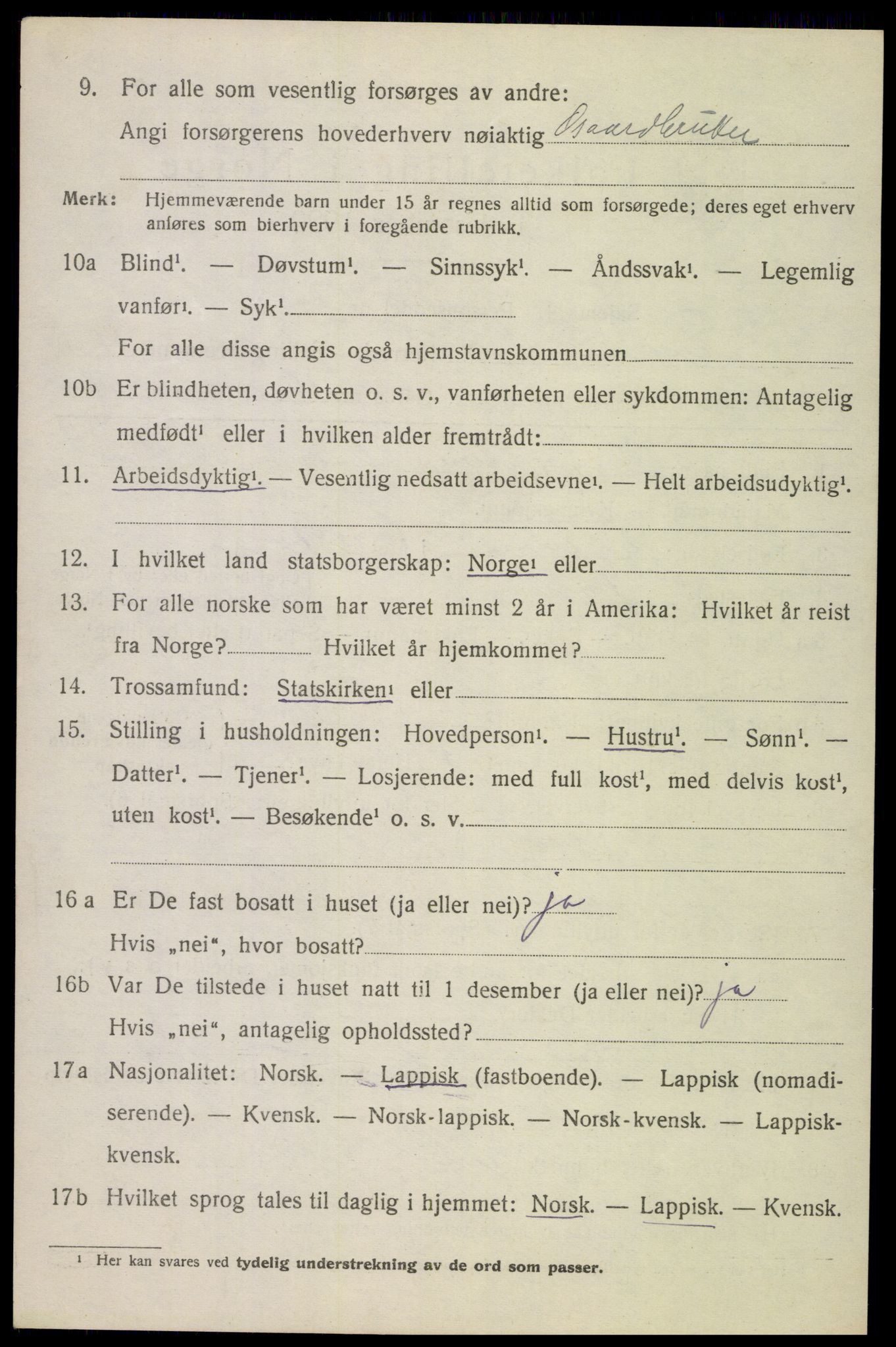 SAT, 1920 census for Ankenes, 1920, p. 2614