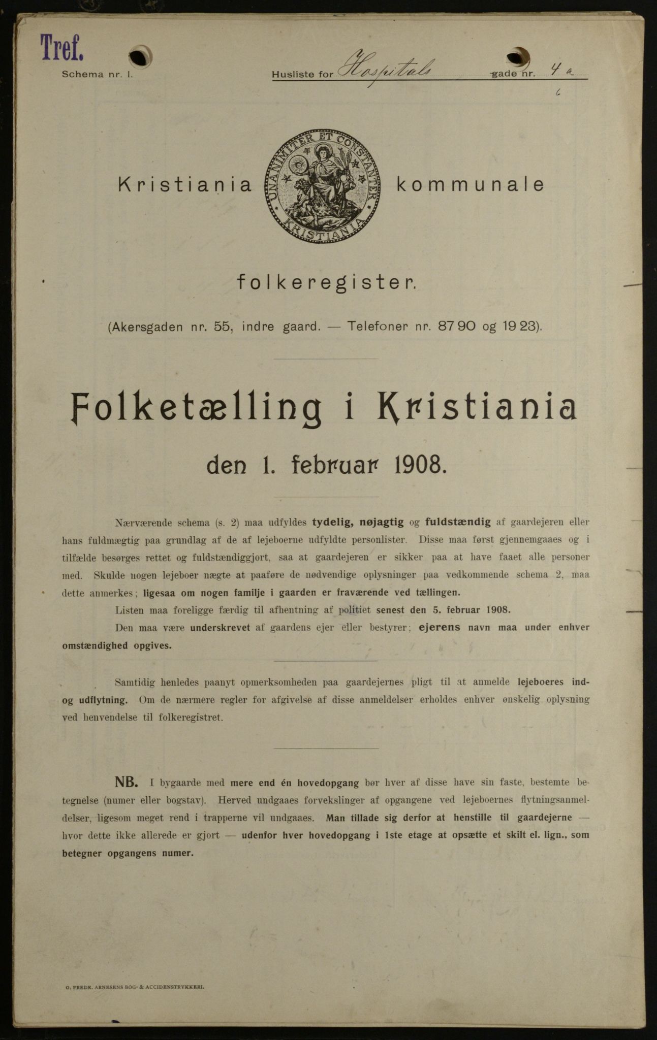 OBA, Municipal Census 1908 for Kristiania, 1908, p. 37264