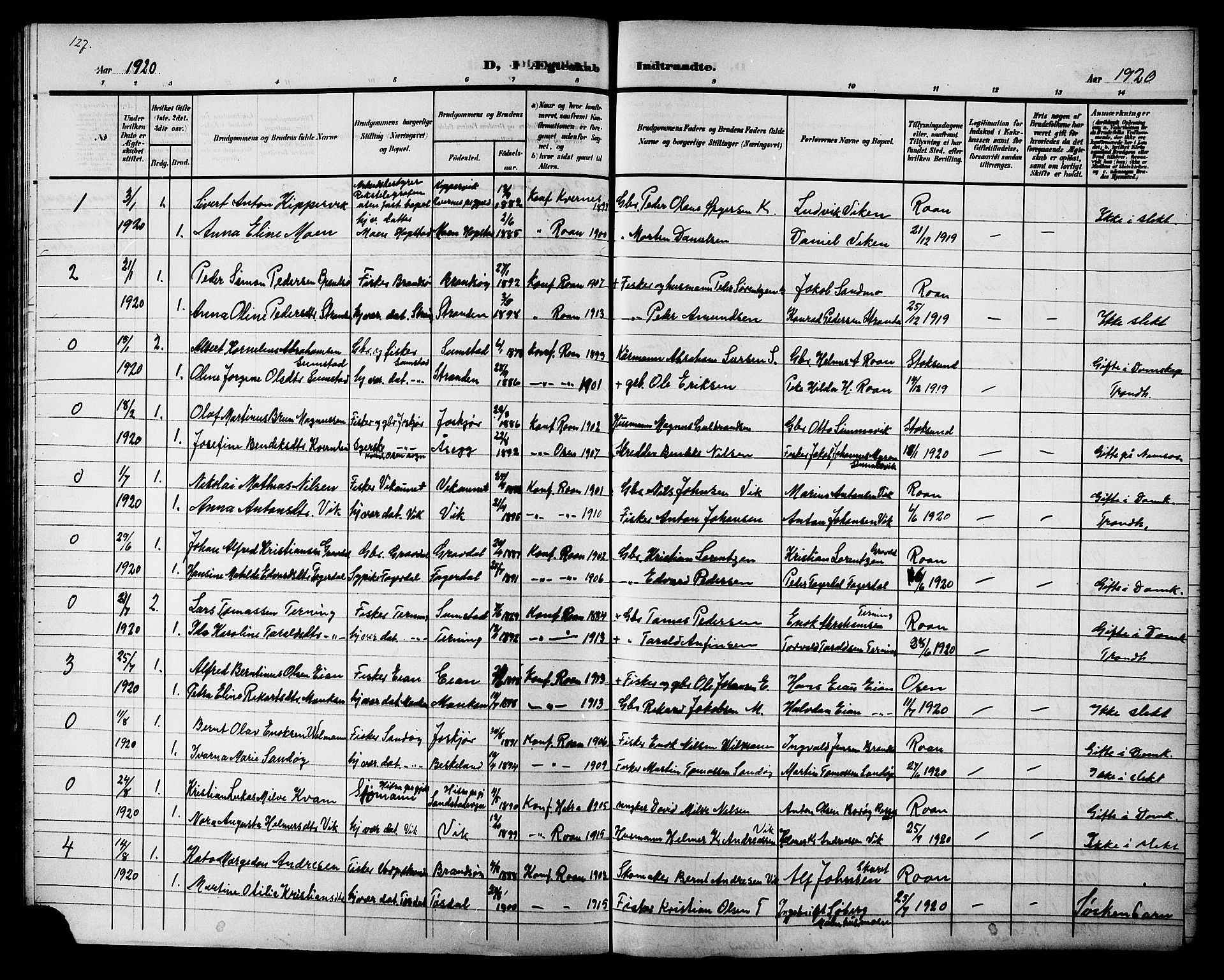 Ministerialprotokoller, klokkerbøker og fødselsregistre - Sør-Trøndelag, AV/SAT-A-1456/657/L0717: Parish register (copy) no. 657C04, 1904-1923, p. 127