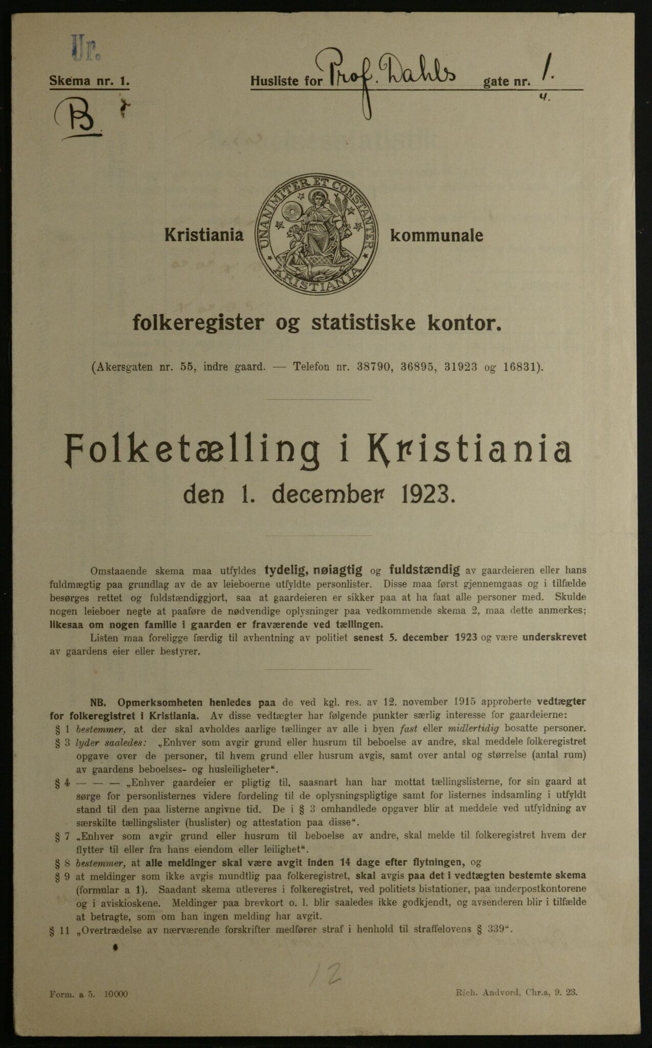 OBA, Municipal Census 1923 for Kristiania, 1923, p. 90088