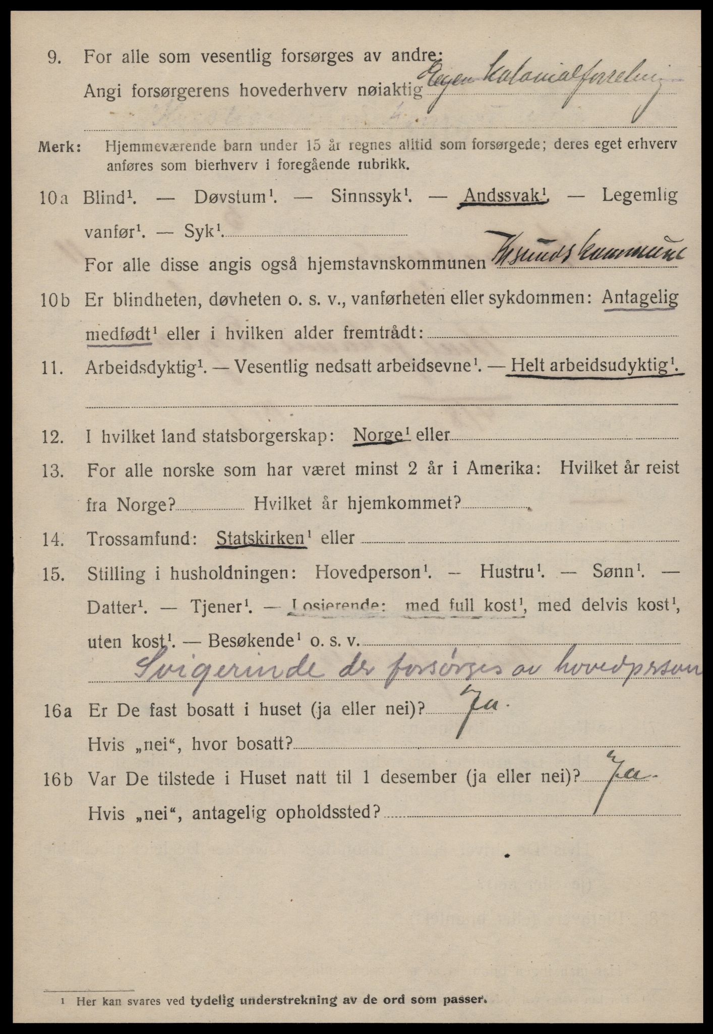 SAT, 1920 census for Kristiansund, 1920, p. 24086