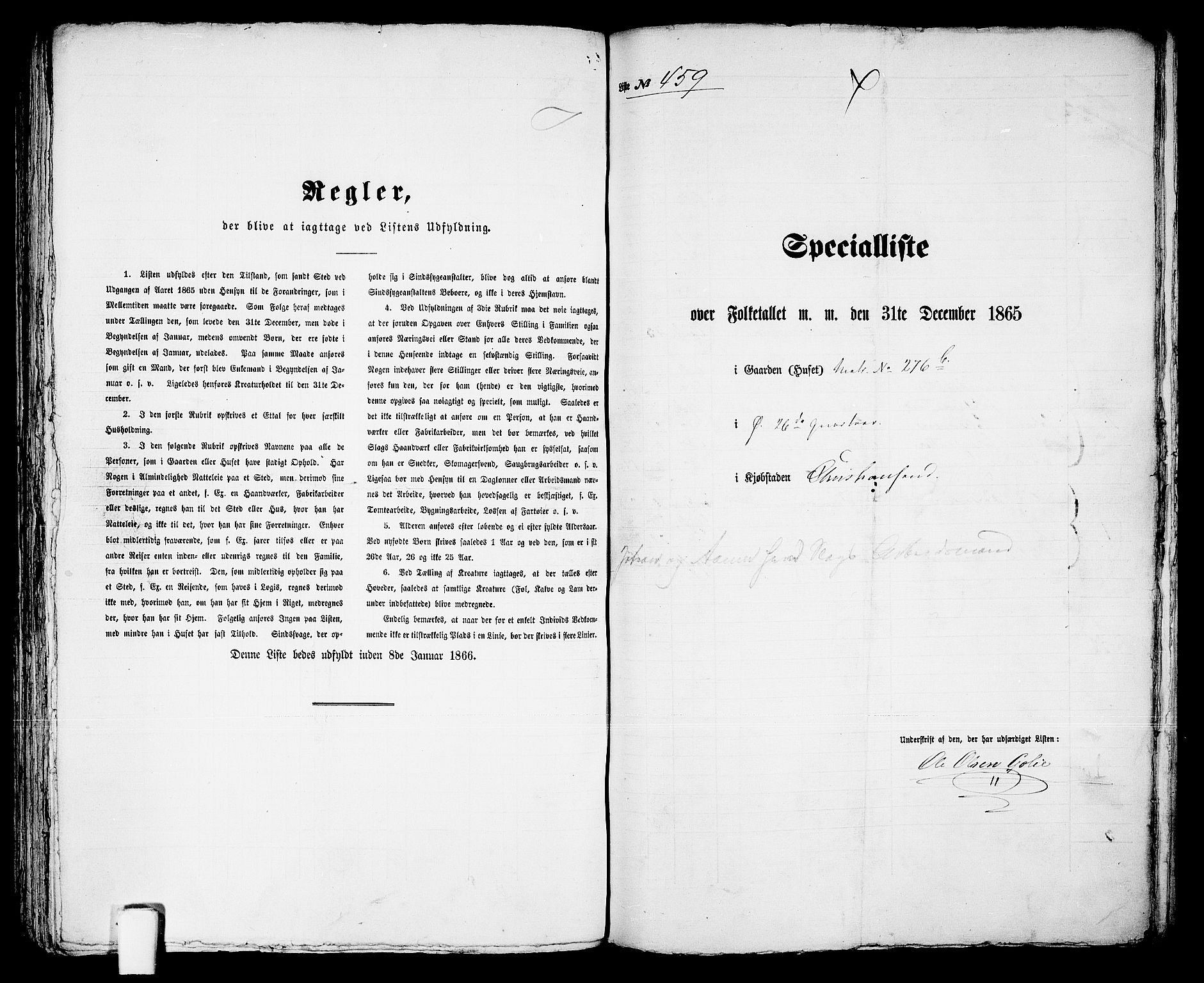 RA, 1865 census for Kristiansand, 1865, p. 940