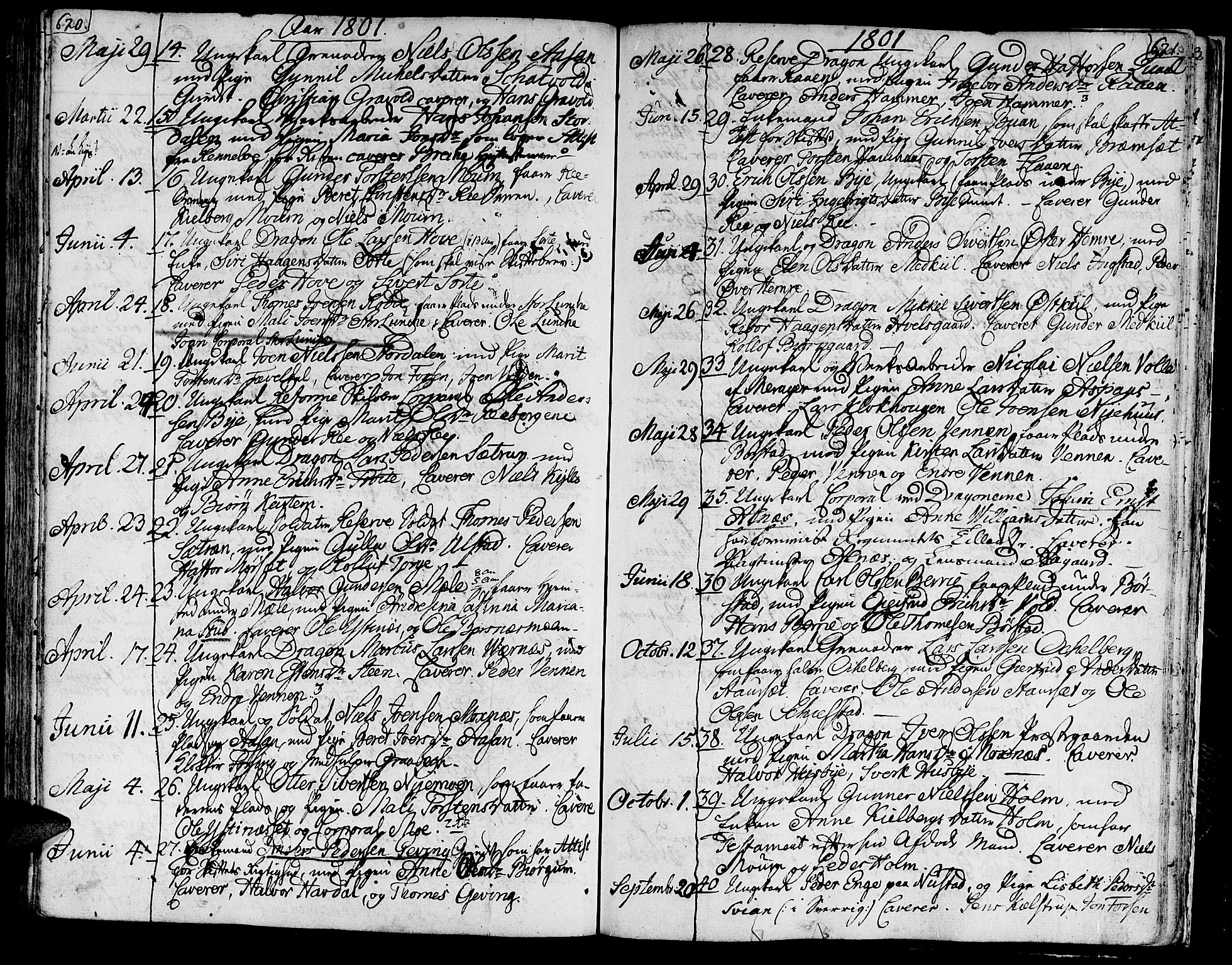 Ministerialprotokoller, klokkerbøker og fødselsregistre - Nord-Trøndelag, SAT/A-1458/709/L0060: Parish register (official) no. 709A07, 1797-1815, p. 620-621