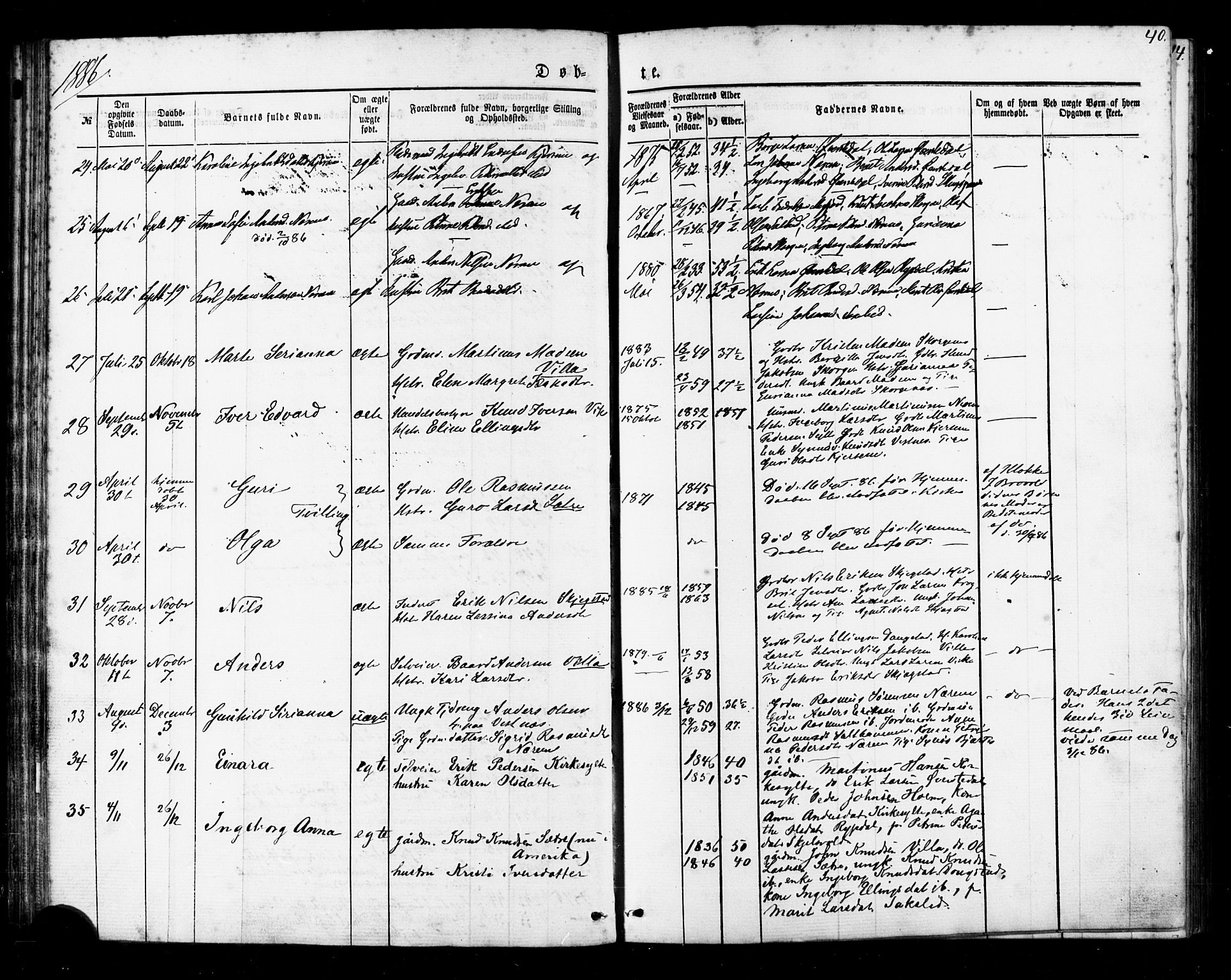 Ministerialprotokoller, klokkerbøker og fødselsregistre - Møre og Romsdal, AV/SAT-A-1454/541/L0545: Parish register (official) no. 541A02, 1872-1886, p. 40