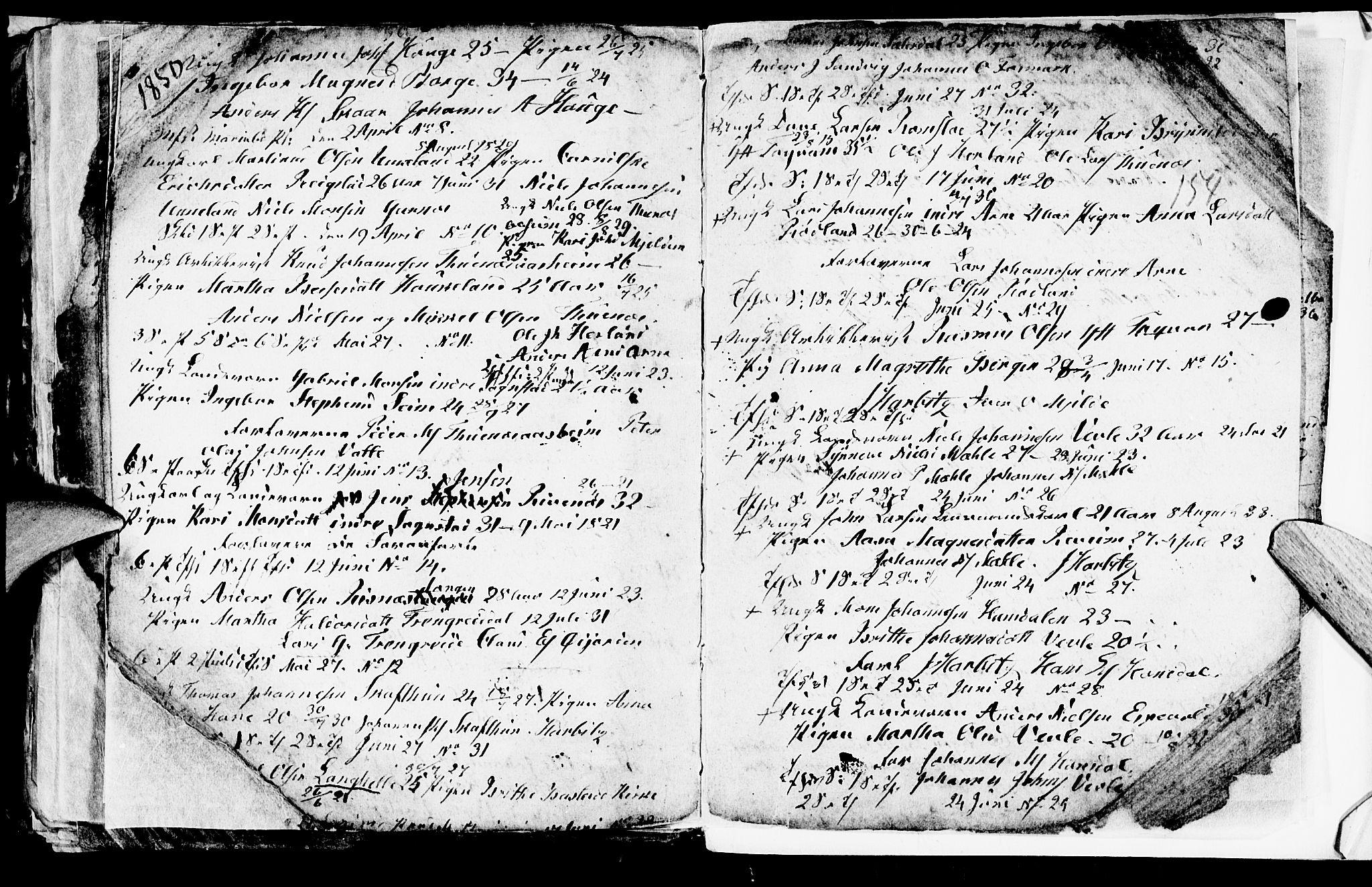 Haus sokneprestembete, SAB/A-75601/H/Hab: Parish register (copy) no. A 1, 1830-1855, p. 154