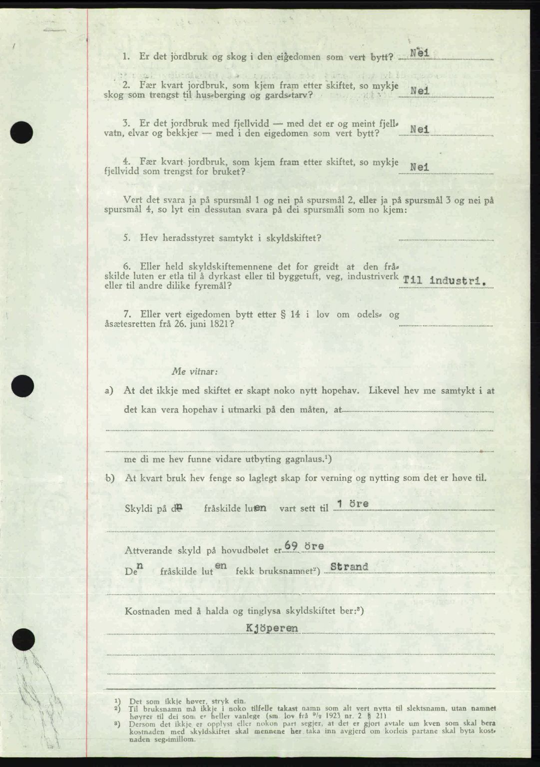 Romsdal sorenskriveri, AV/SAT-A-4149/1/2/2C: Mortgage book no. A21, 1946-1946, Diary no: : 2029/1946