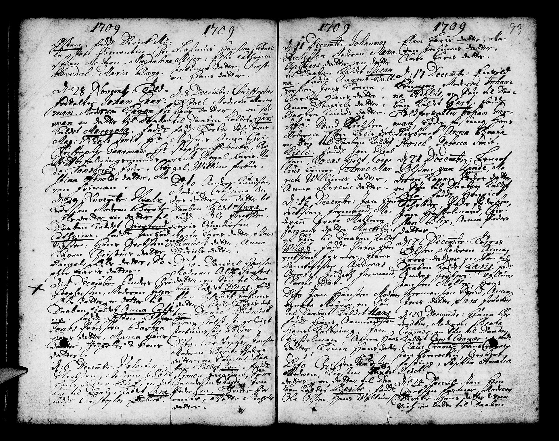 Nykirken Sokneprestembete, AV/SAB-A-77101/H/Haa/L0002: Parish register (official) no. A 2, 1700-1723, p. 93