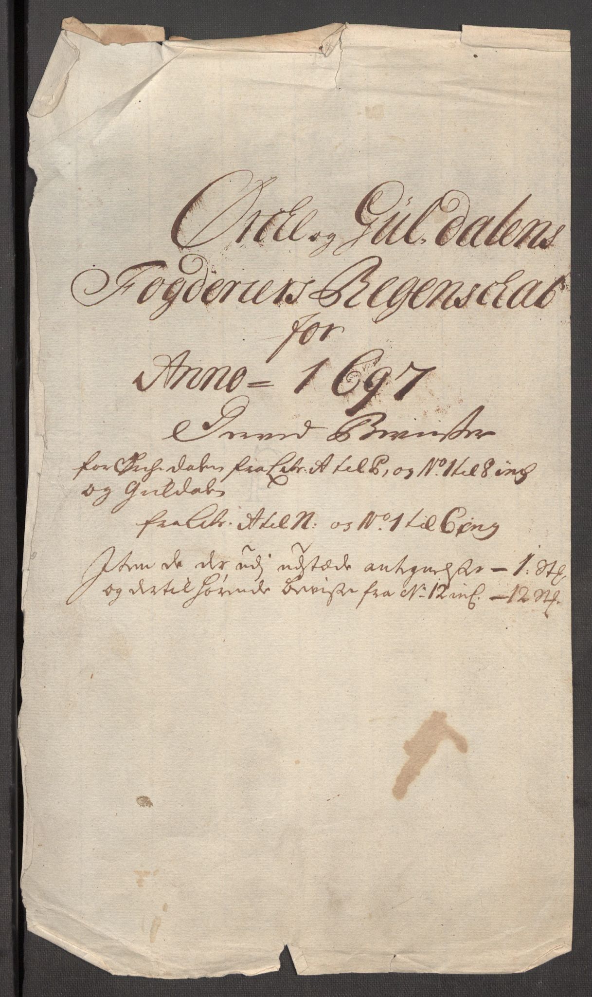 Rentekammeret inntil 1814, Reviderte regnskaper, Fogderegnskap, AV/RA-EA-4092/R60/L3947: Fogderegnskap Orkdal og Gauldal, 1697, p. 266