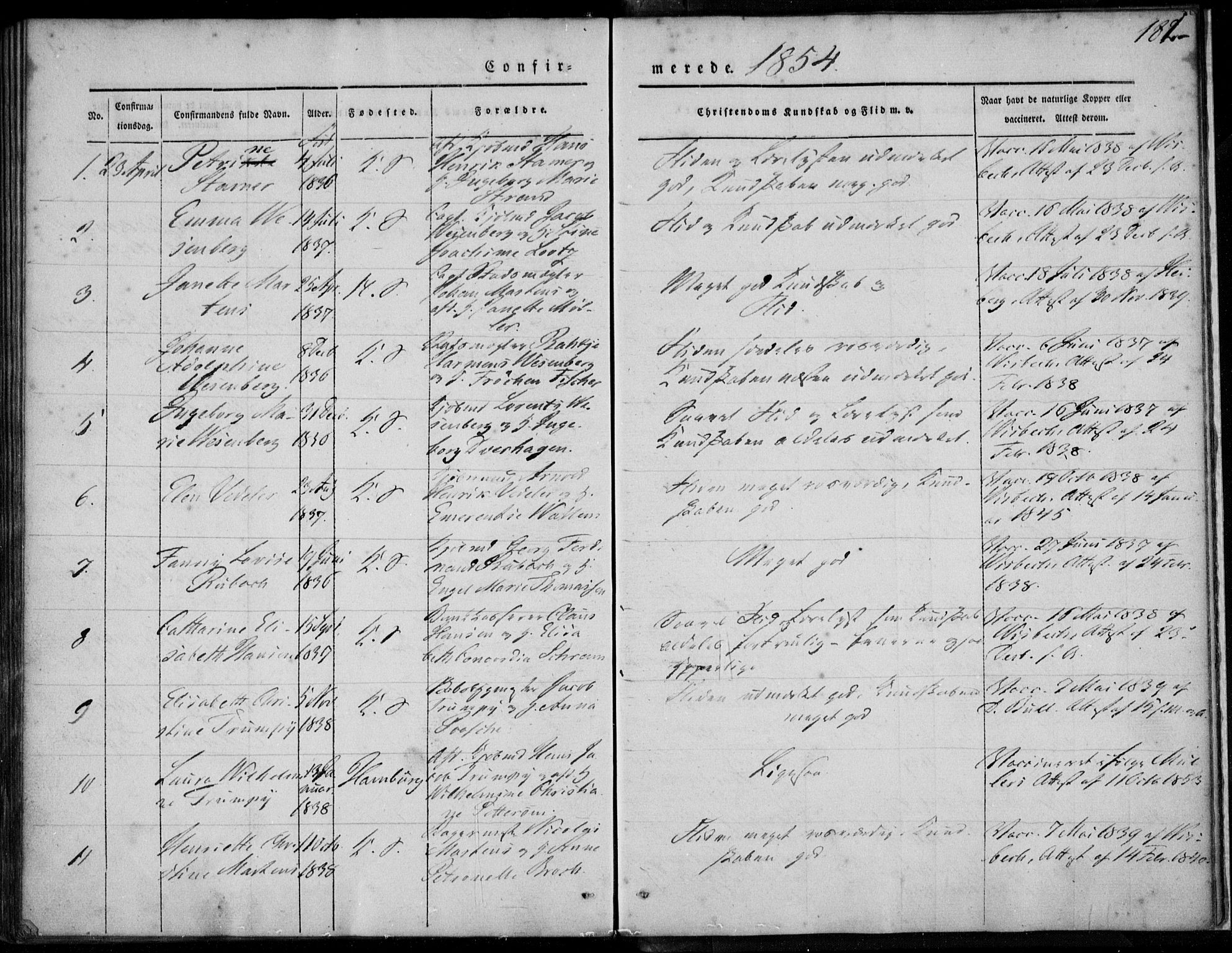 Korskirken sokneprestembete, SAB/A-76101/H/Haa/L0026: Parish register (official) no. C 2, 1842-1854, p. 181