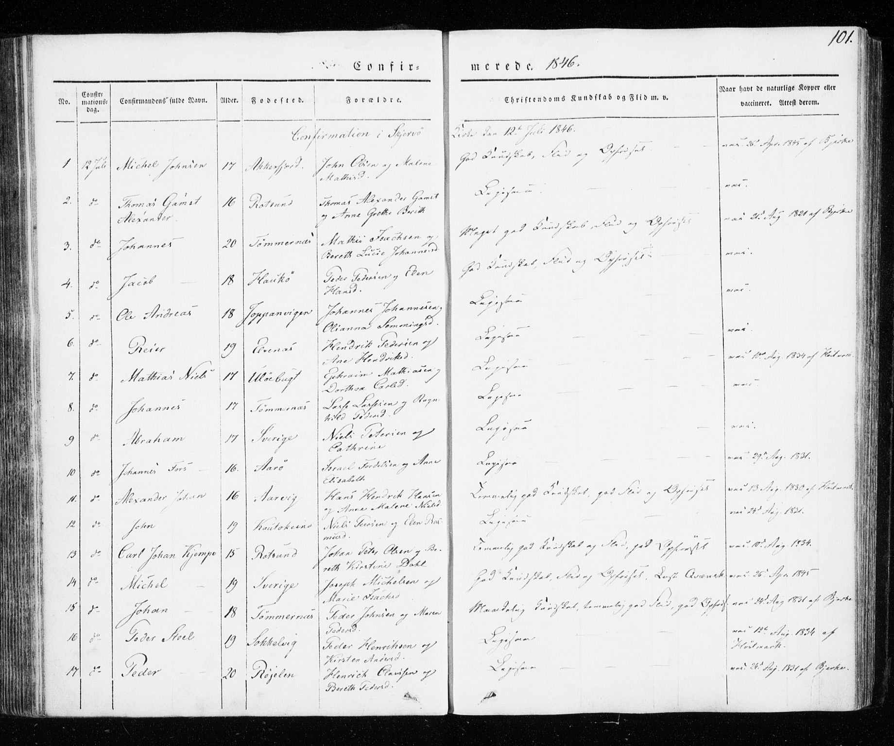 Skjervøy sokneprestkontor, SATØ/S-1300/H/Ha/Haa/L0005kirke: Parish register (official) no. 5, 1838-1847, p. 101