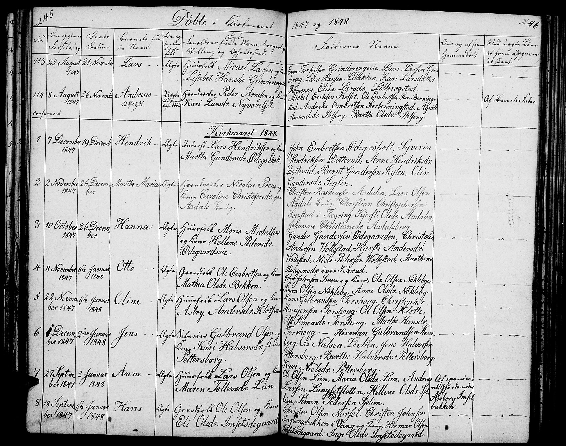 Løten prestekontor, AV/SAH-PREST-022/L/La/L0002: Parish register (copy) no. 2, 1832-1850, p. 245-246