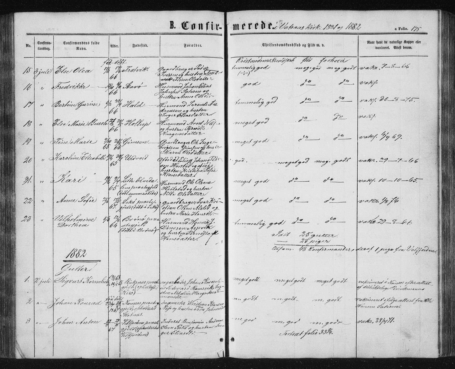 Ministerialprotokoller, klokkerbøker og fødselsregistre - Nordland, AV/SAT-A-1459/810/L0158: Parish register (copy) no. 810C02 /1, 1863-1883, p. 175