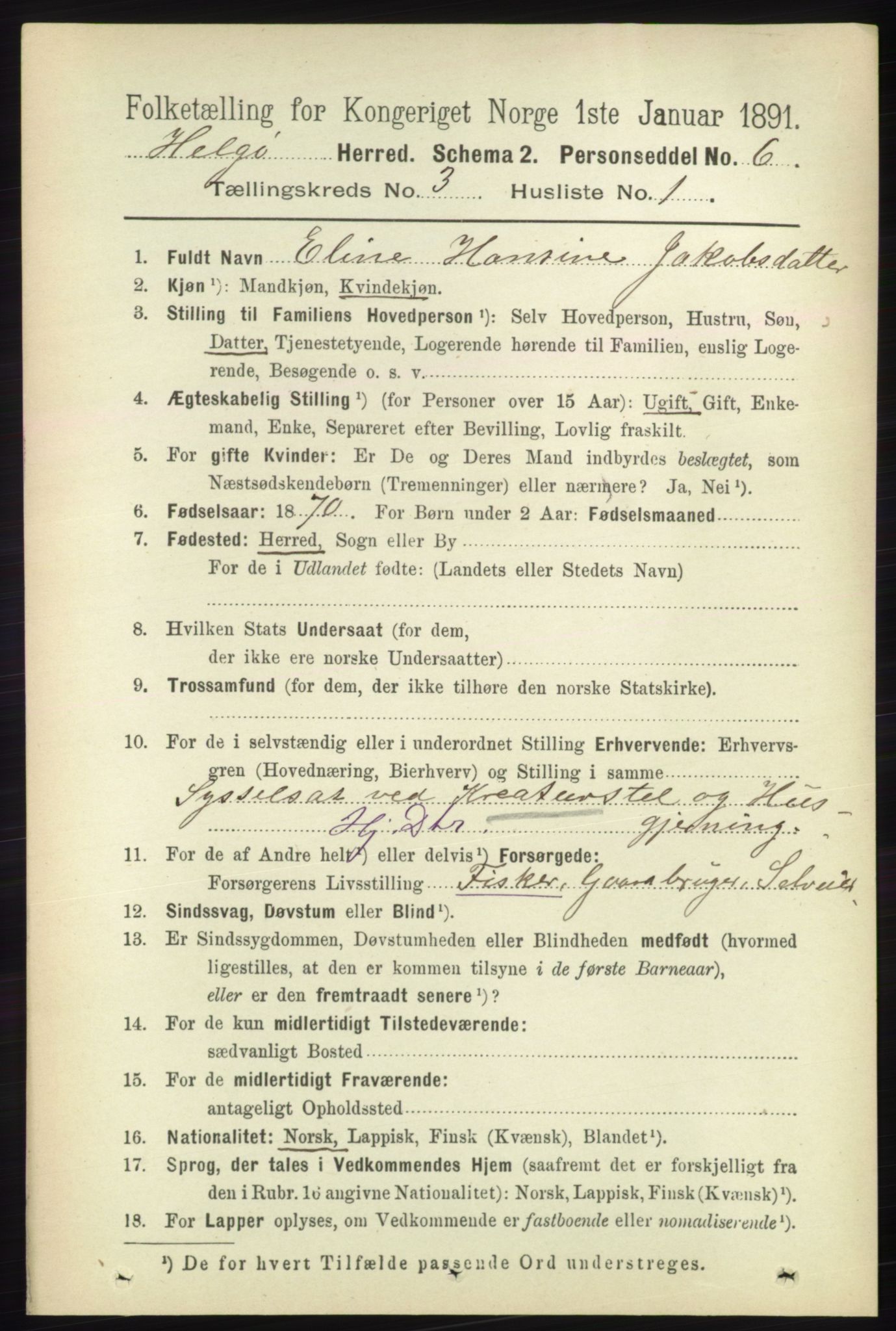 RA, 1891 census for 1935 Helgøy, 1891, p. 744