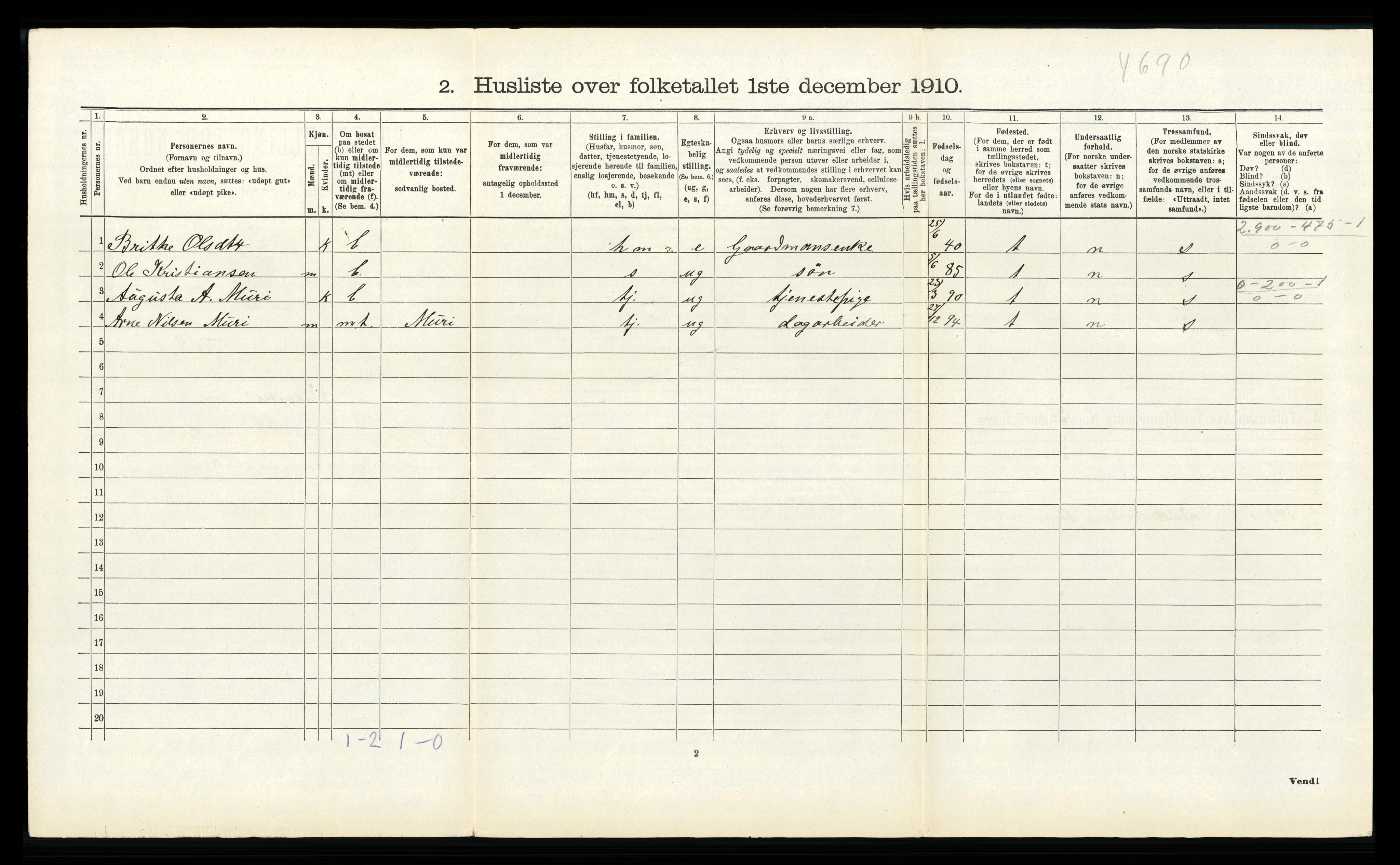 RA, 1910 census for Innvik, 1910, p. 565