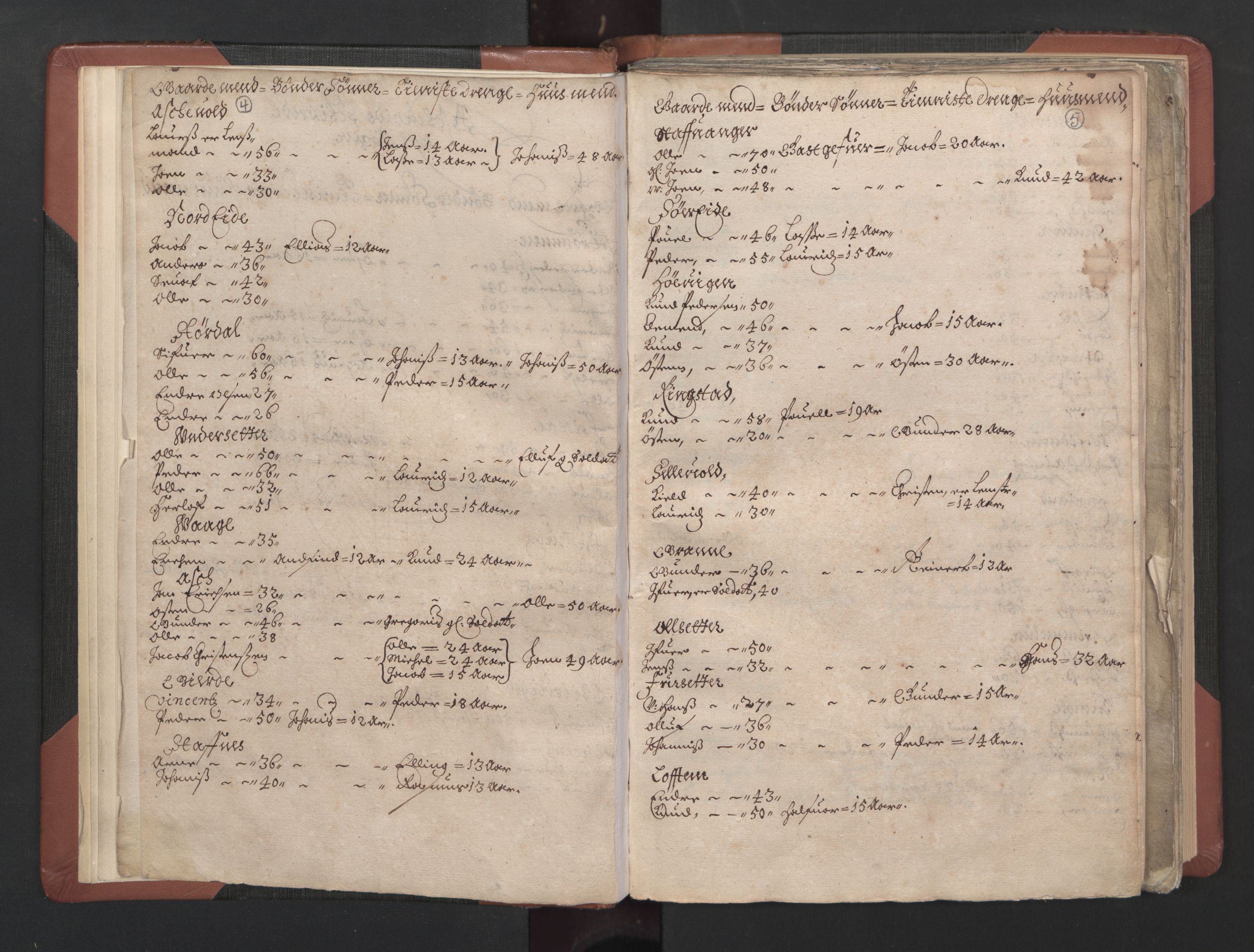 RA, Bailiff's Census 1664-1666, no. 15: Nordfjord fogderi and Sunnfjord fogderi, 1664, p. 4-5
