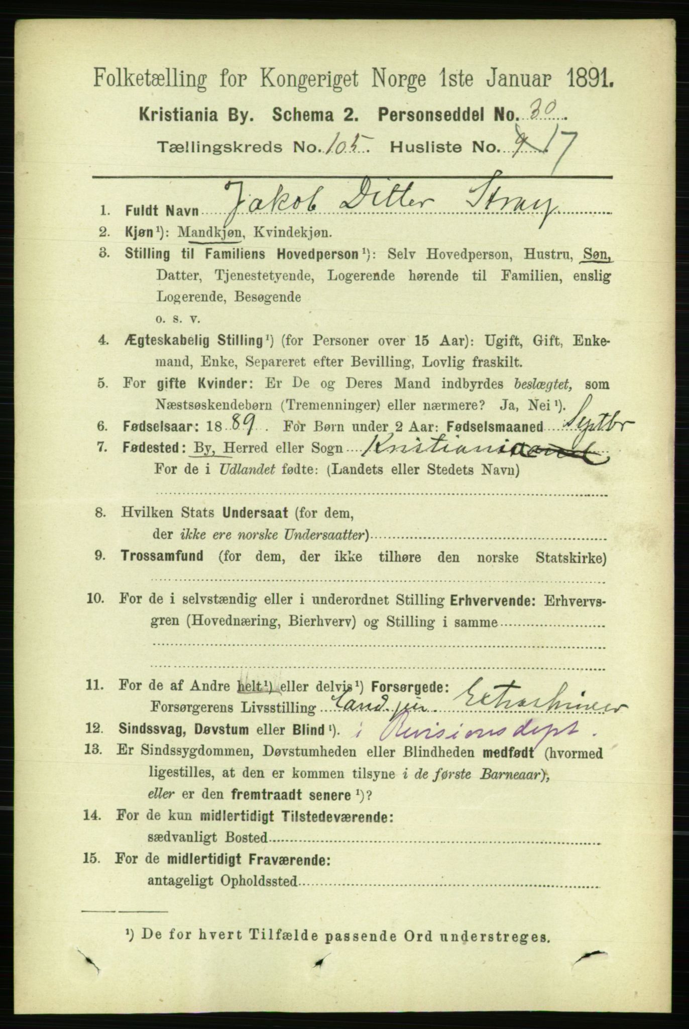 RA, 1891 census for 0301 Kristiania, 1891, p. 53513