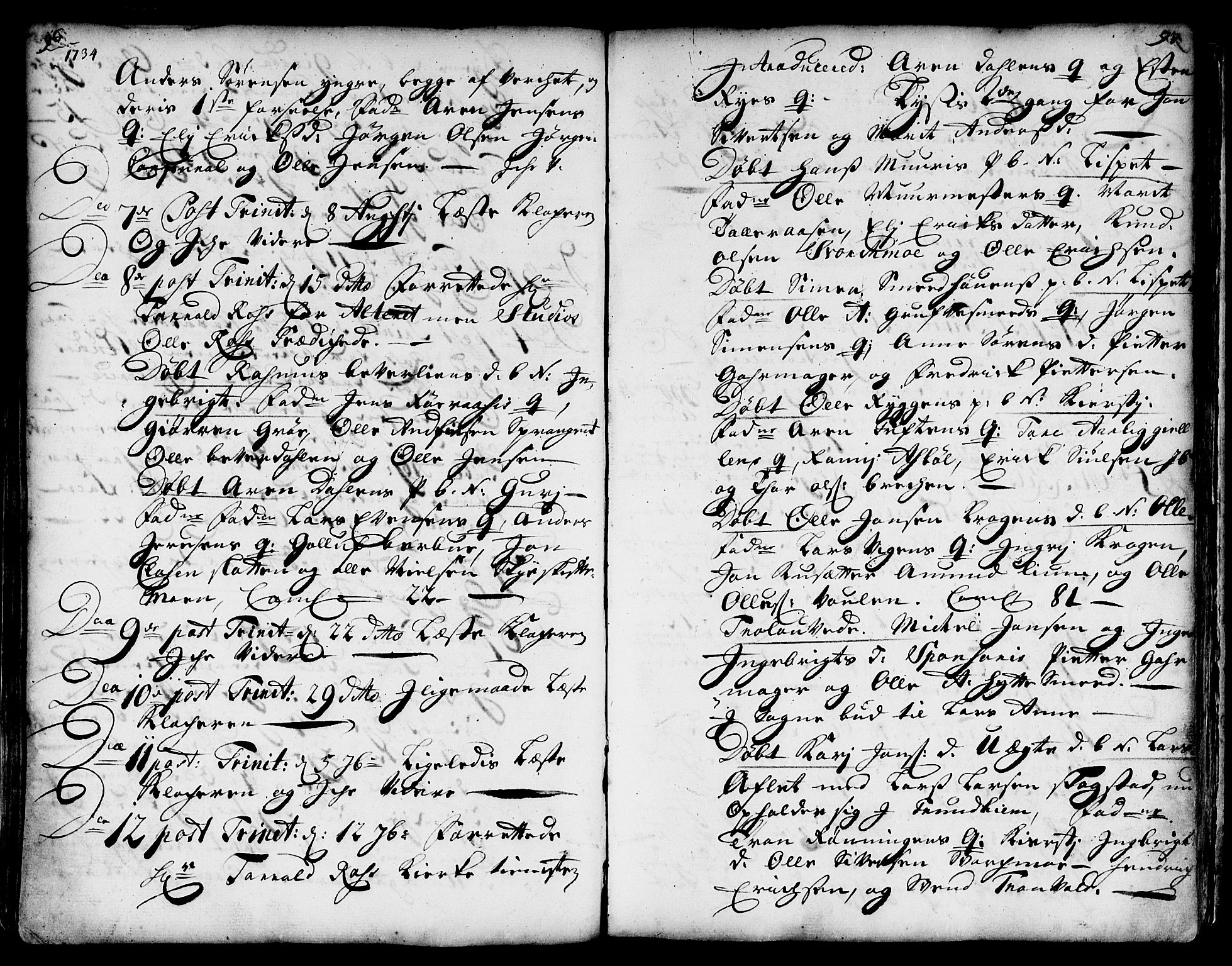 Ministerialprotokoller, klokkerbøker og fødselsregistre - Sør-Trøndelag, AV/SAT-A-1456/671/L0839: Parish register (official) no. 671A01, 1730-1755, p. 96-97