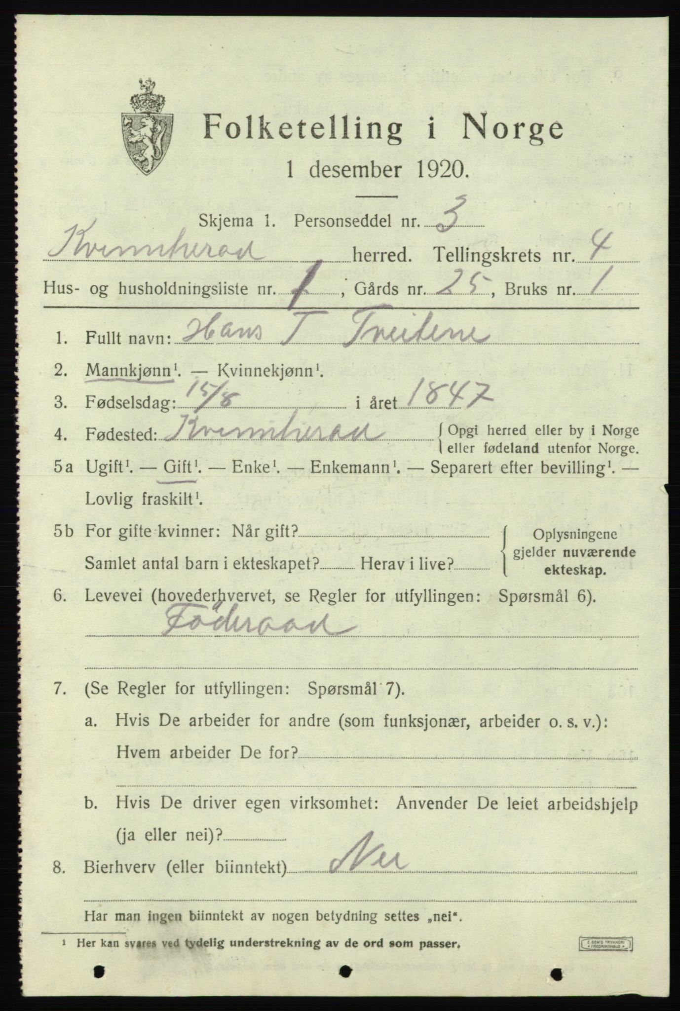 SAB, 1920 census for Kvinnherad, 1920, p. 5108