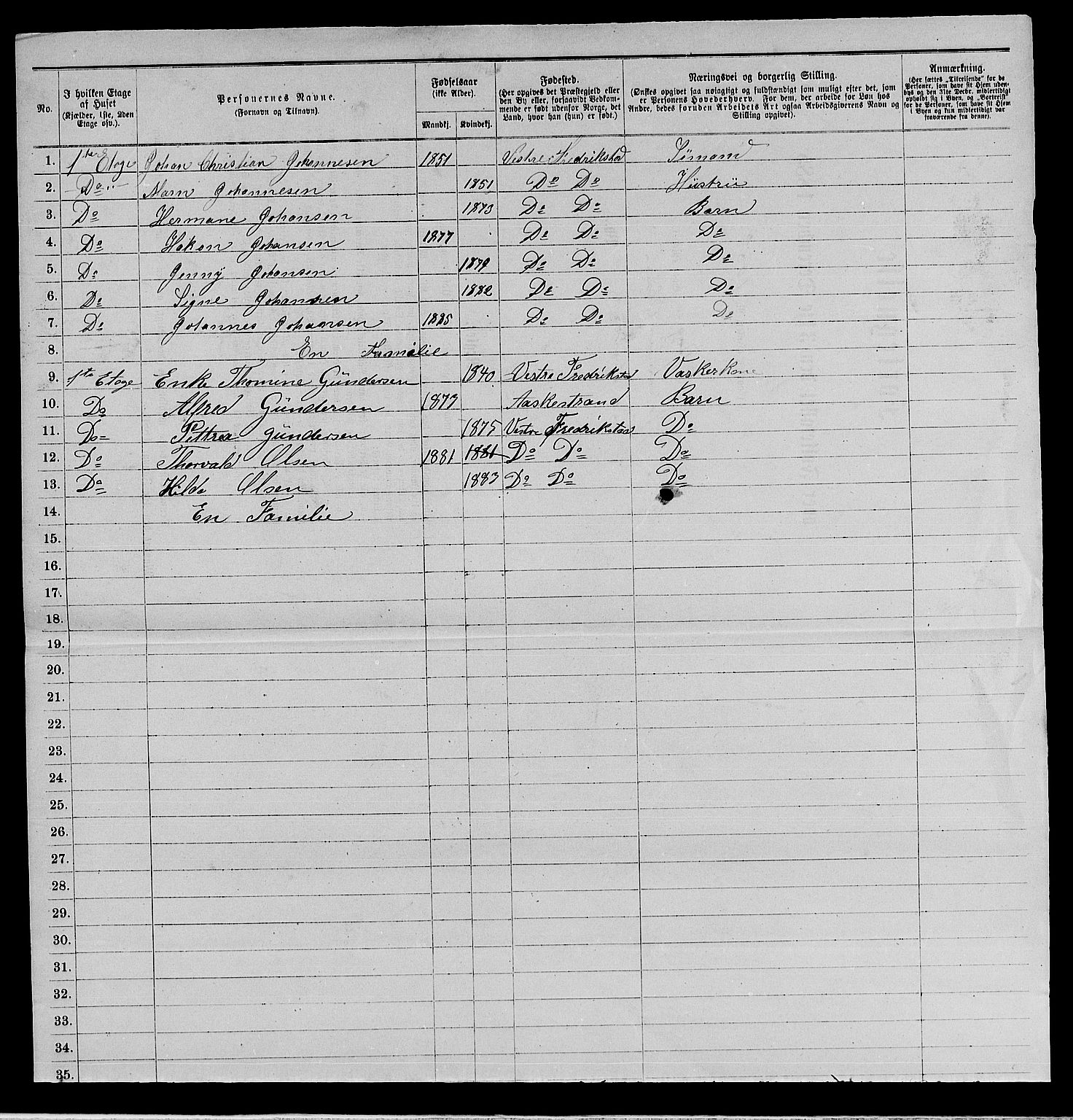 RA, 1885 census for 0103 Fredrikstad, 1885, p. 232