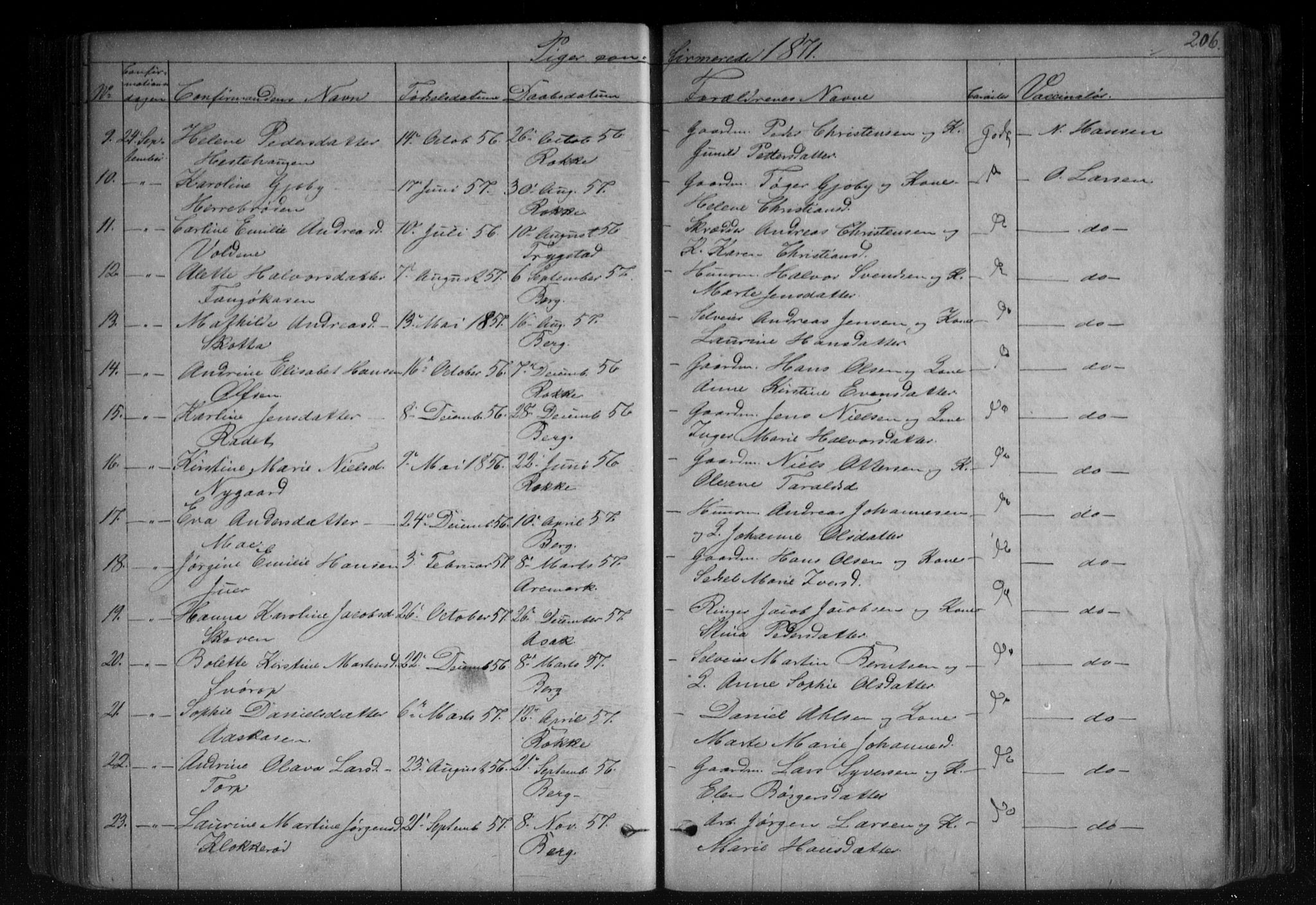 Berg prestekontor Kirkebøker, AV/SAO-A-10902/F/Fa/L0005: Parish register (official) no. I 5, 1861-1877, p. 206