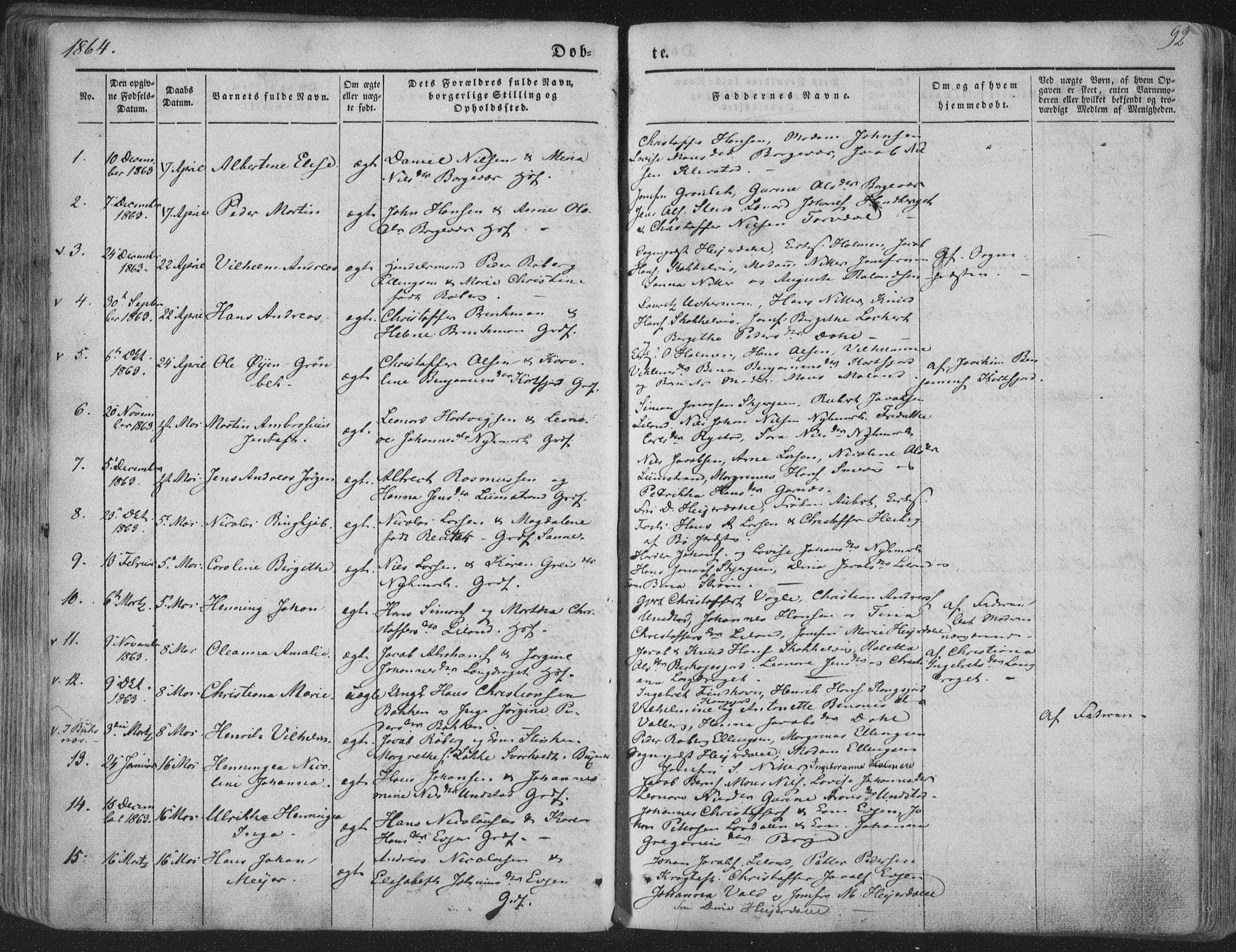 Ministerialprotokoller, klokkerbøker og fødselsregistre - Nordland, AV/SAT-A-1459/880/L1131: Parish register (official) no. 880A05, 1844-1868, p. 92