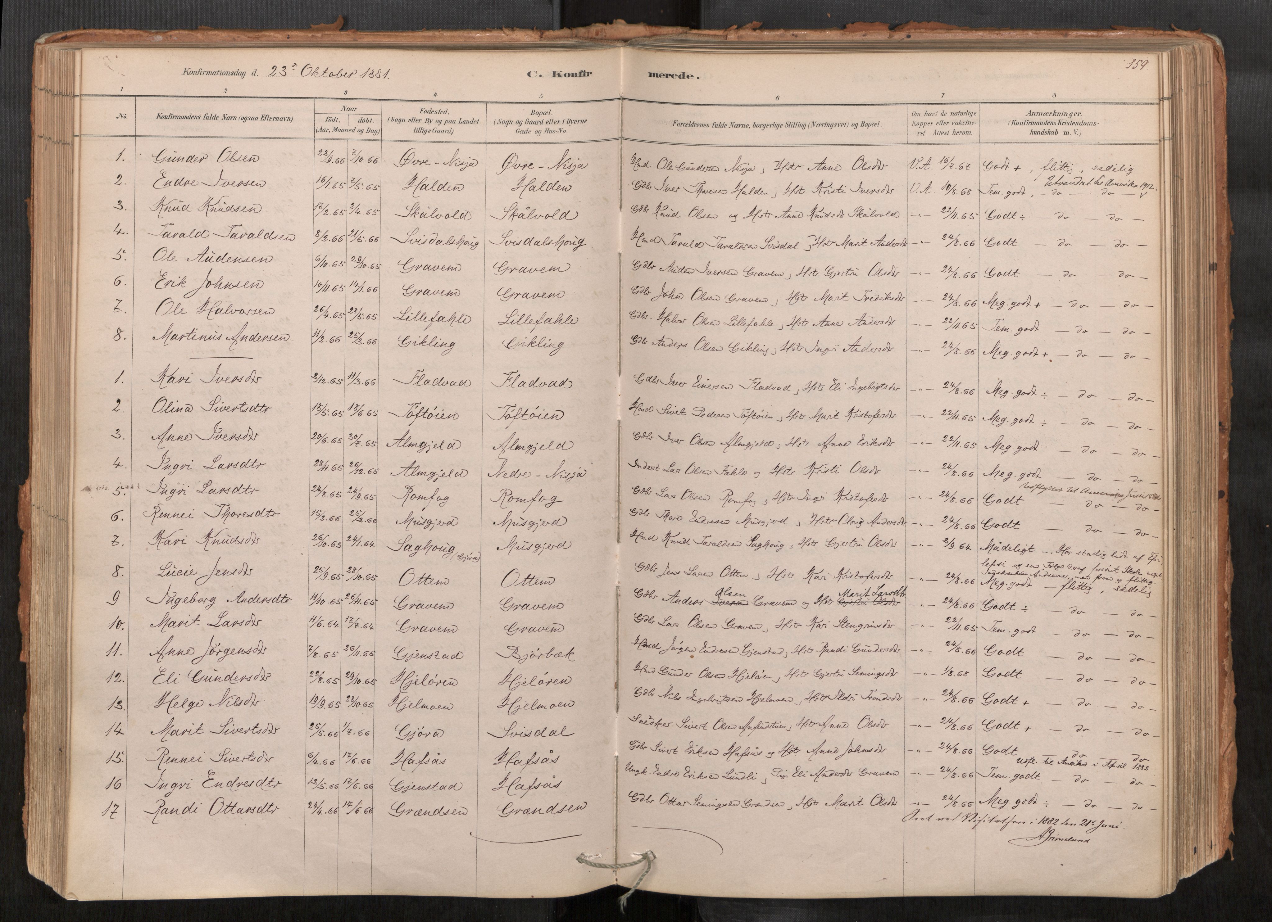 Sunndal sokneprestkontor, AV/SAT-A-1085/1/I/I1/I1a/L0001: Parish register (official) no. 1, 1877-1914, p. 159