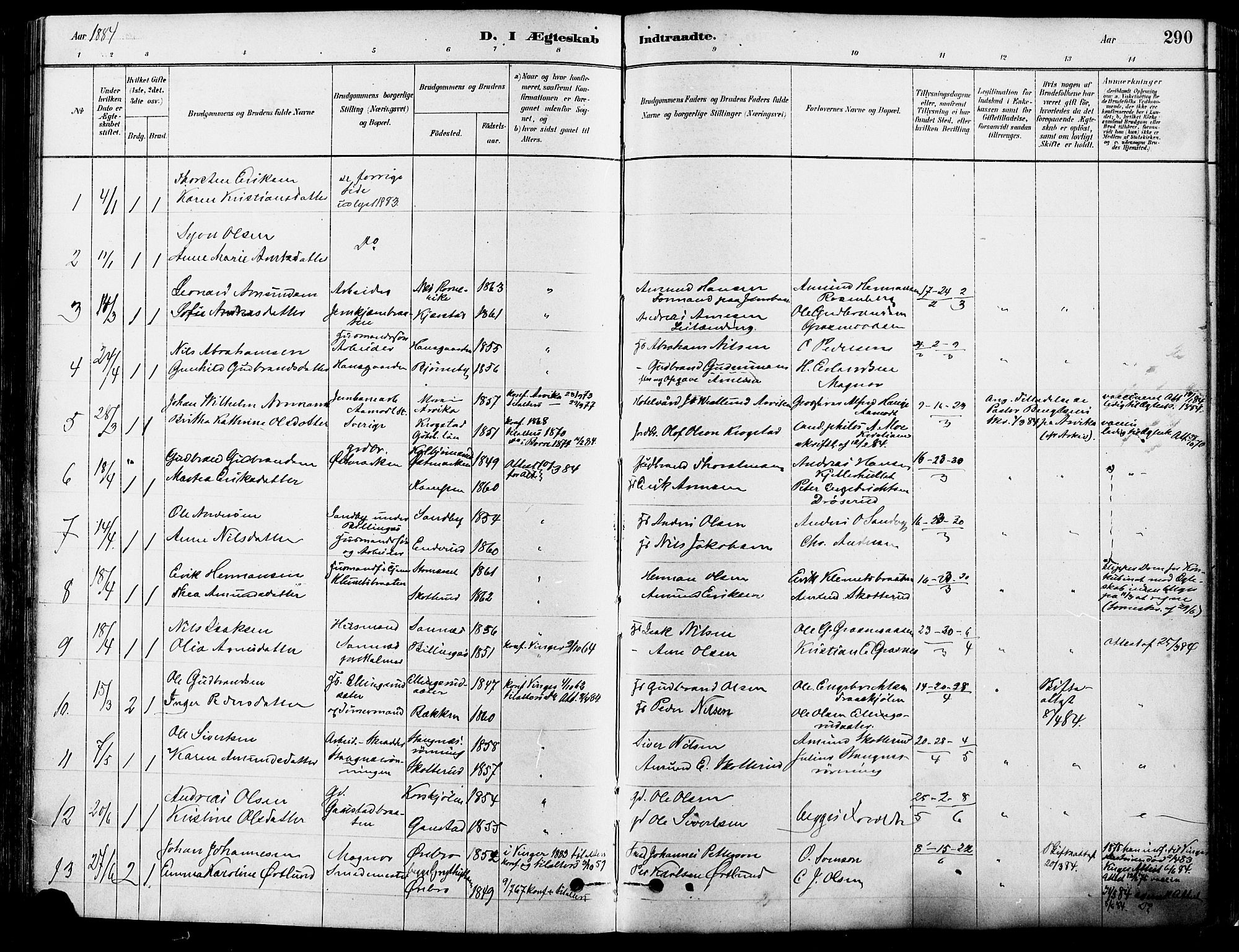 Eidskog prestekontor, SAH/PREST-026/H/Ha/Haa/L0003: Parish register (official) no. 3, 1879-1892, p. 290