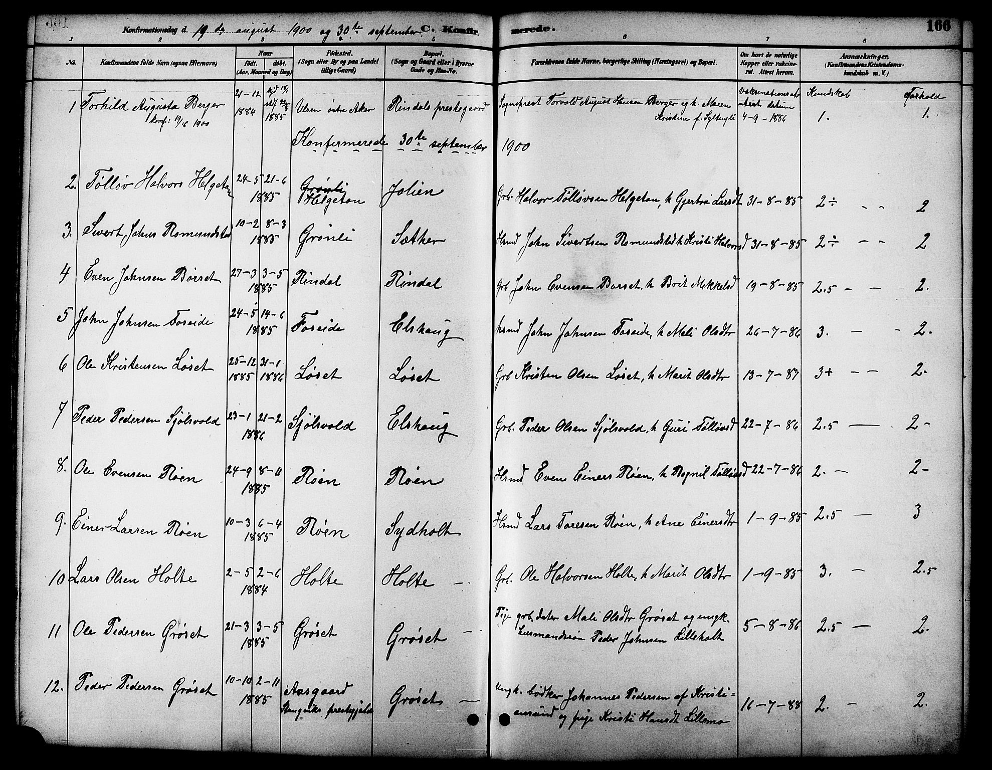 Ministerialprotokoller, klokkerbøker og fødselsregistre - Møre og Romsdal, SAT/A-1454/598/L1078: Parish register (copy) no. 598C03, 1892-1909, p. 166