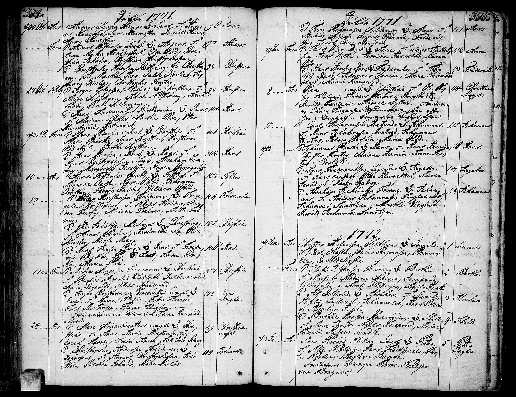 Ås prestekontor Kirkebøker, AV/SAO-A-10894/F/Fa/L0001: Parish register (official) no. I 1, 1742-1778, p. 374-375