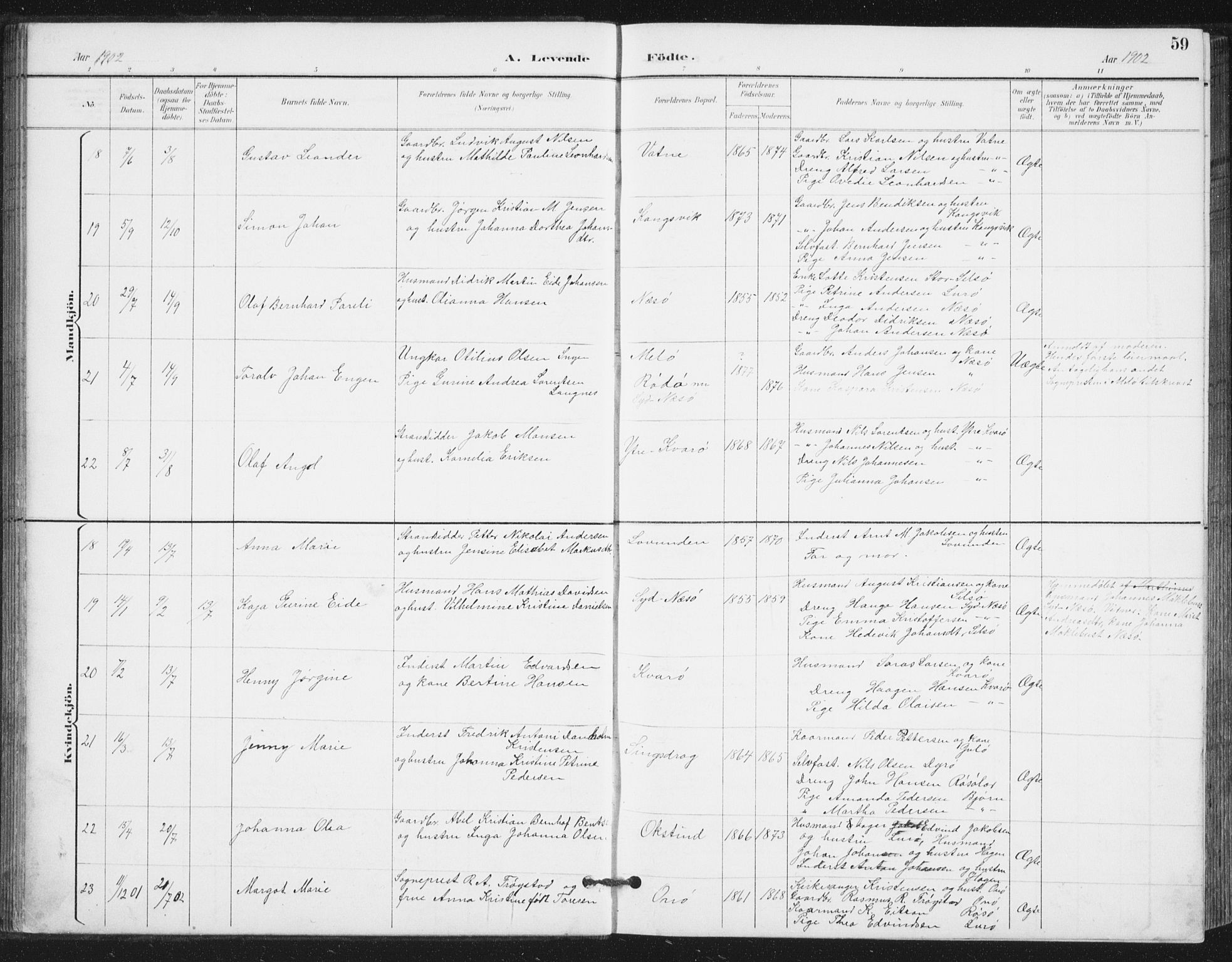 Ministerialprotokoller, klokkerbøker og fødselsregistre - Nordland, AV/SAT-A-1459/839/L0573: Parish register (copy) no. 839C03, 1892-1917, p. 59