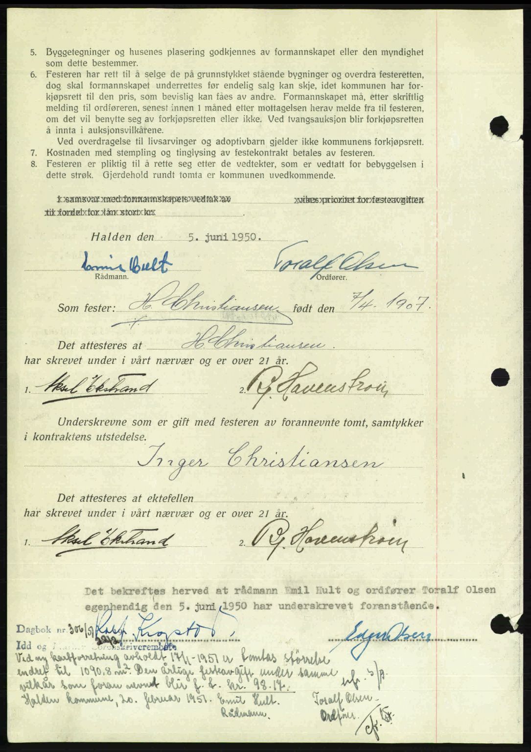 Idd og Marker sorenskriveri, AV/SAO-A-10283/G/Gb/Gbb/L0014: Mortgage book no. A14, 1950-1950, Diary no: : 1273/1950