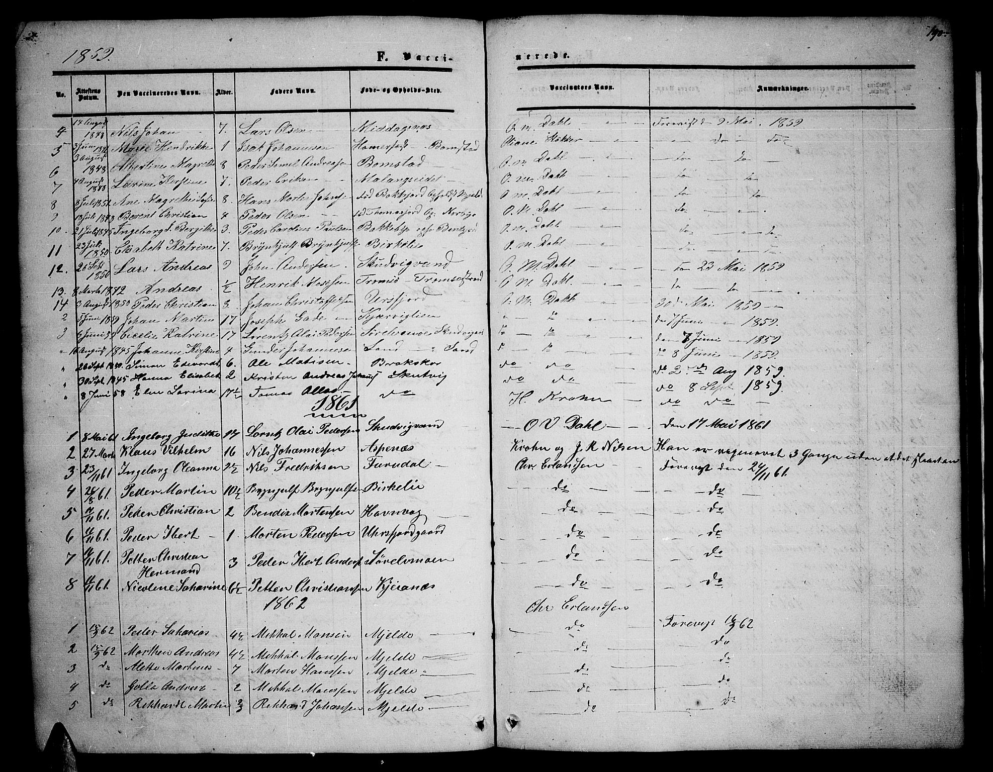 Balsfjord sokneprestembete, SATØ/S-1303/G/Ga/L0001klokker: Parish register (copy) no. 1, 1856-1869, p. 190