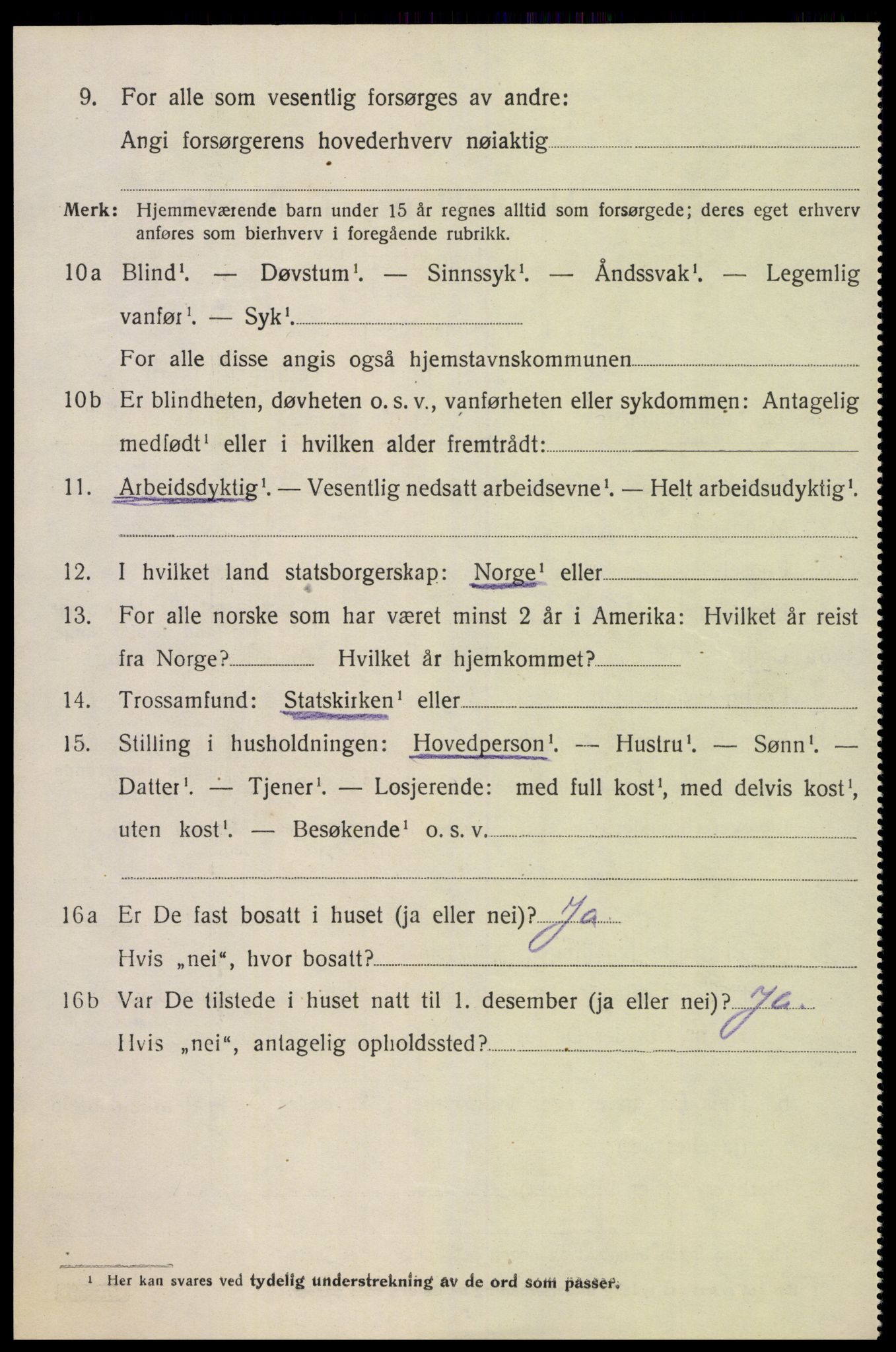 SAK, 1920 census for Oddernes, 1920, p. 4688
