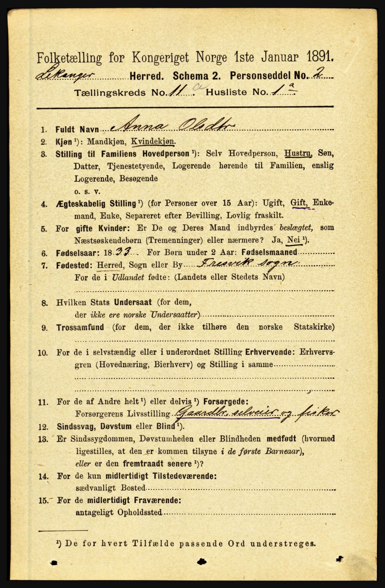 RA, 1891 census for 1419 Leikanger, 1891, p. 1970