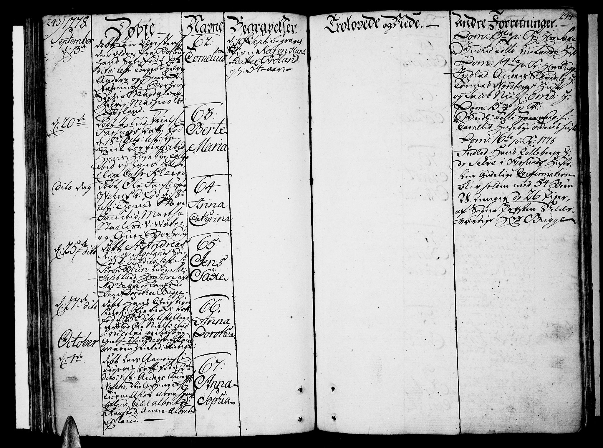 Lista sokneprestkontor, AV/SAK-1111-0027/F/Fa/L0004: Parish register (official) no. A 4, 1768-1794, p. 243-244