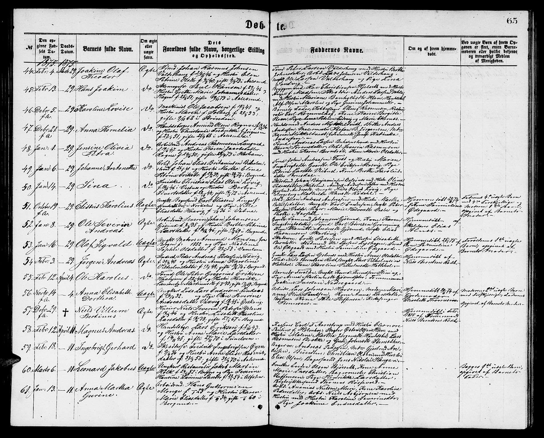 Ministerialprotokoller, klokkerbøker og fødselsregistre - Møre og Romsdal, AV/SAT-A-1454/529/L0465: Parish register (copy) no. 529C02, 1868-1877, p. 65