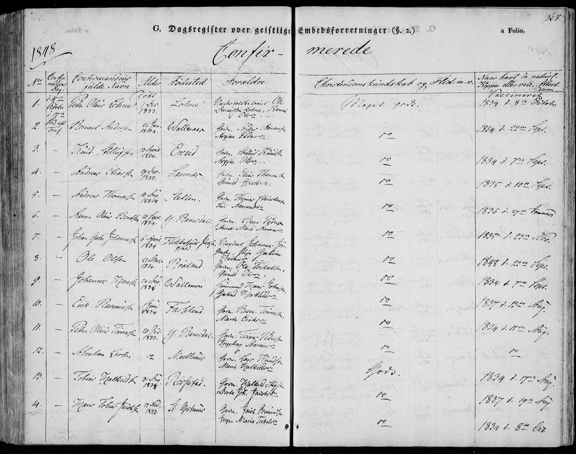 Sør-Audnedal sokneprestkontor, AV/SAK-1111-0039/F/Fa/Fab/L0006: Parish register (official) no. A 6, 1829-1855, p. 367