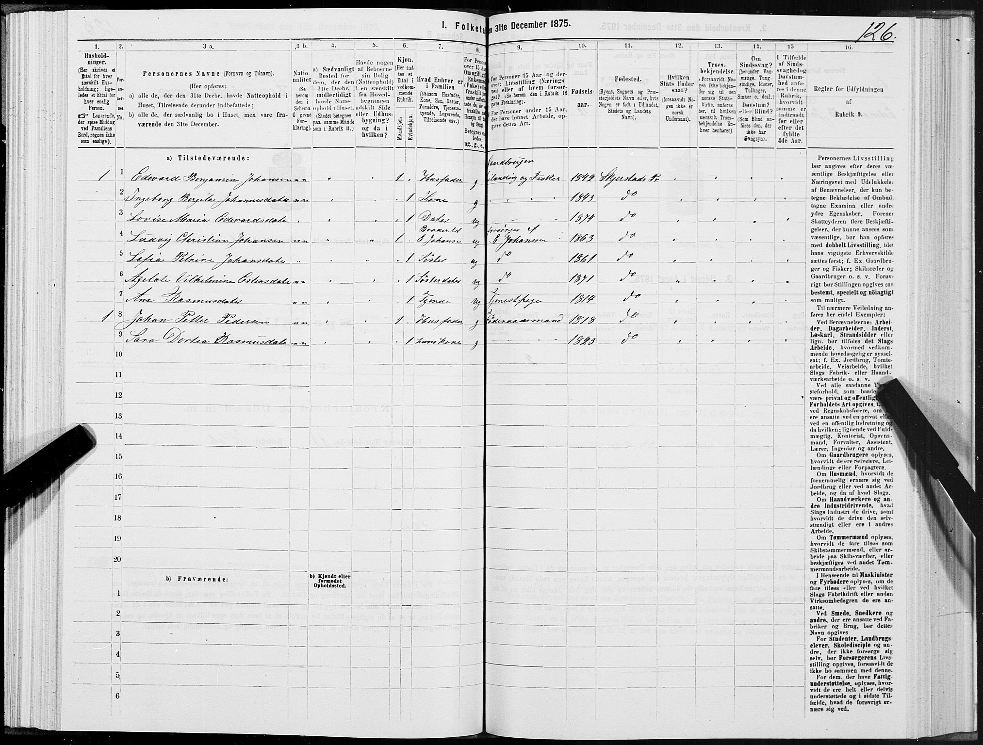 SAT, 1875 census for 1842P Skjerstad, 1875, p. 1126