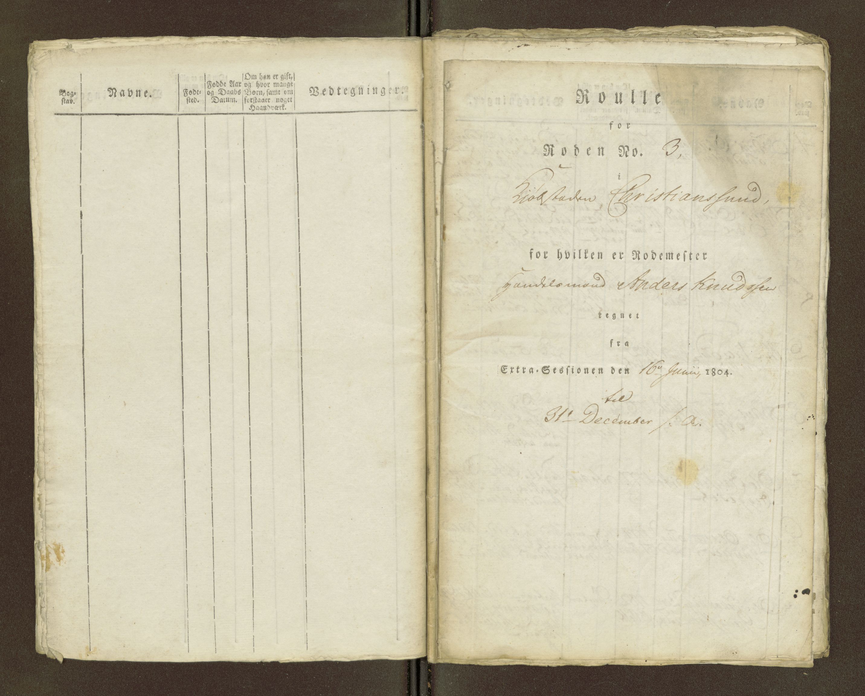 Sjøinnrulleringen - Trondhjemske distrikt, AV/SAT-A-5121/01/L0036/0003: -- / Ungdomsrulle for Kristiansund krets, 1804-1819, p. 88