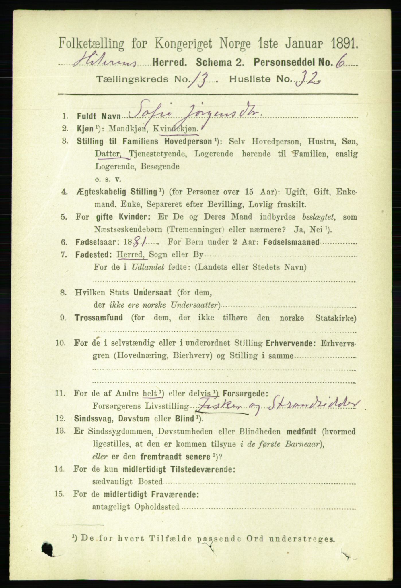 RA, 1891 census for 1617 Hitra, 1891, p. 2947