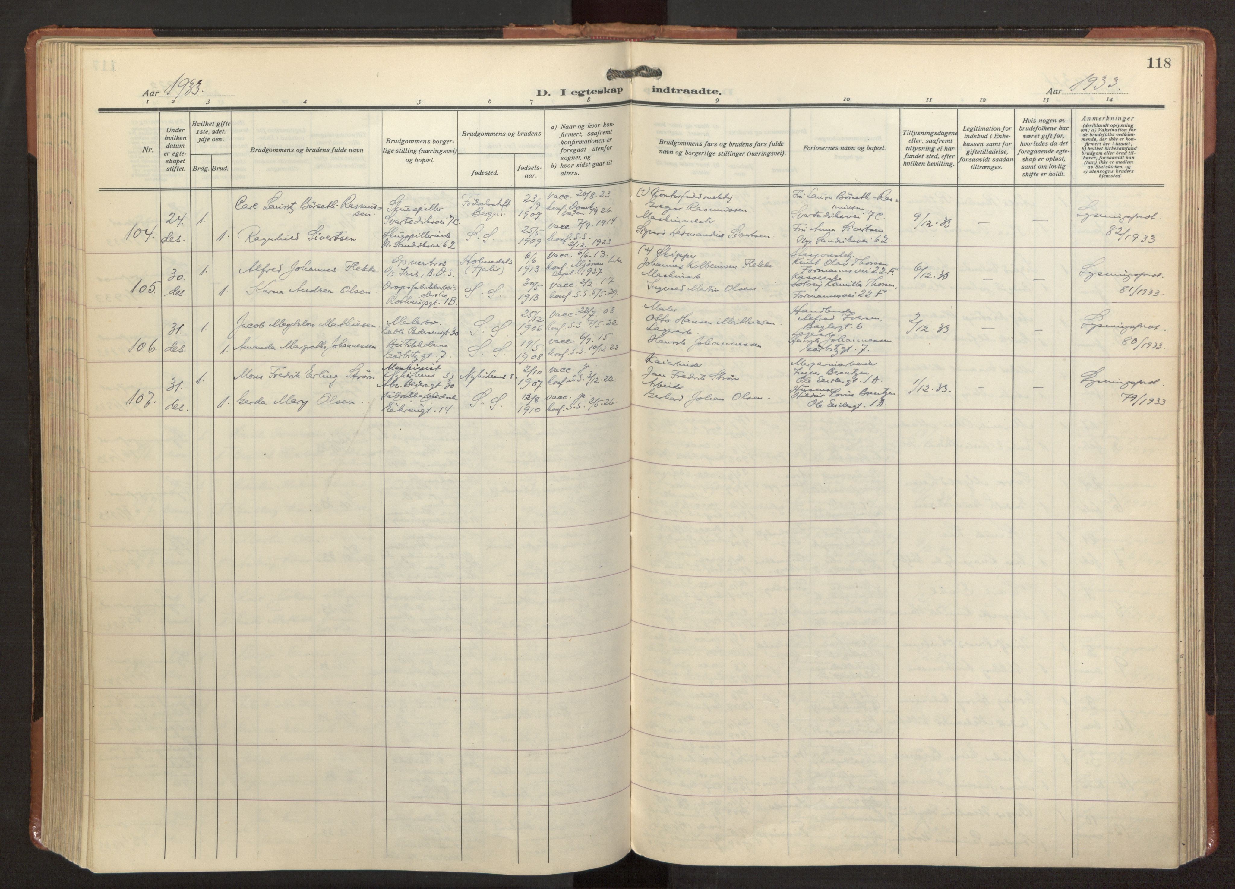 Sandviken Sokneprestembete, SAB/A-77601/H/Ha/L0016: Parish register (official) no. D 3, 1923-1940, p. 118