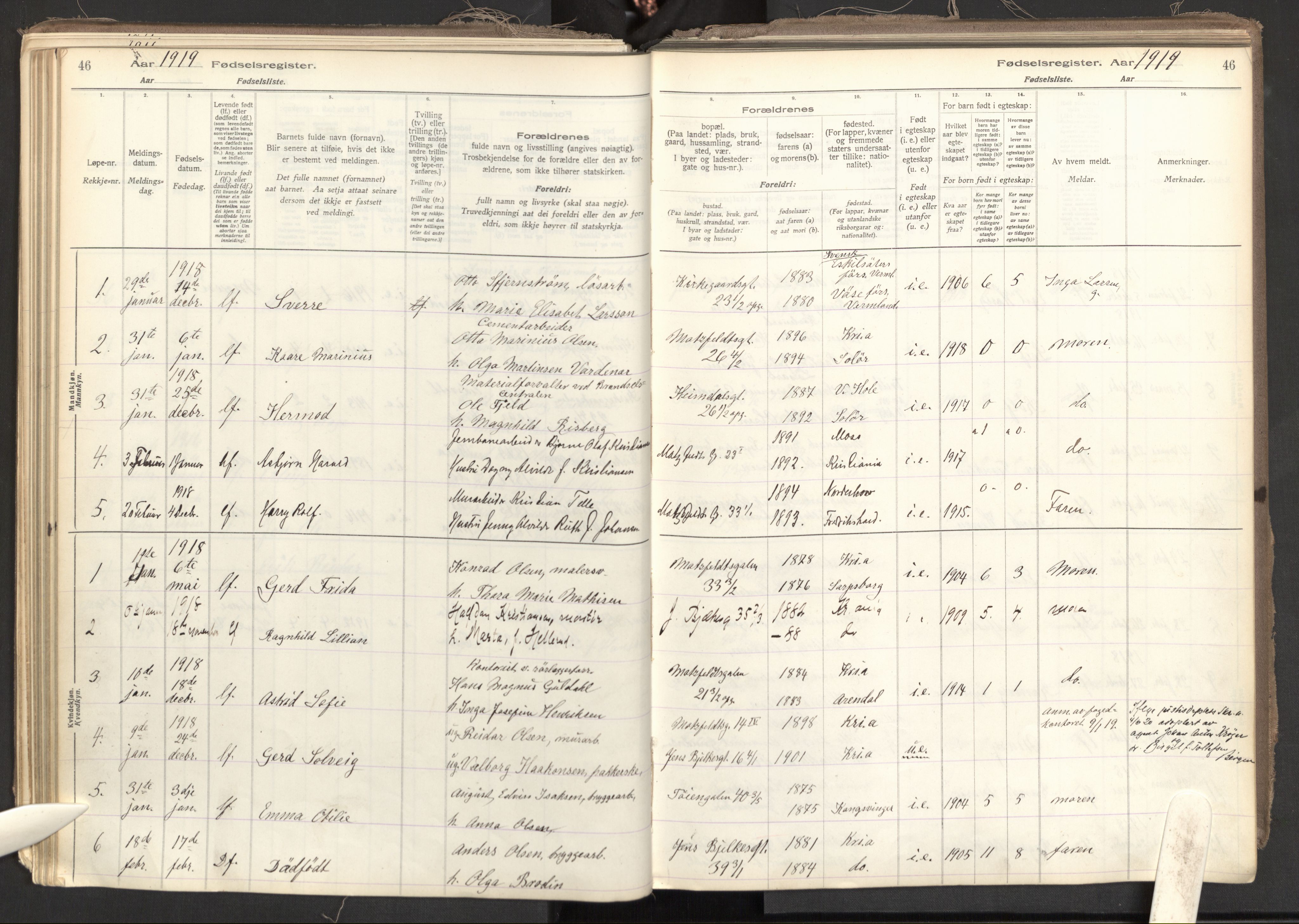 Tøyen prestekontor Kirkebøker, AV/SAO-A-10167a/J/Ja/L0001: Birth register no. 1, 1916-1944, p. 46