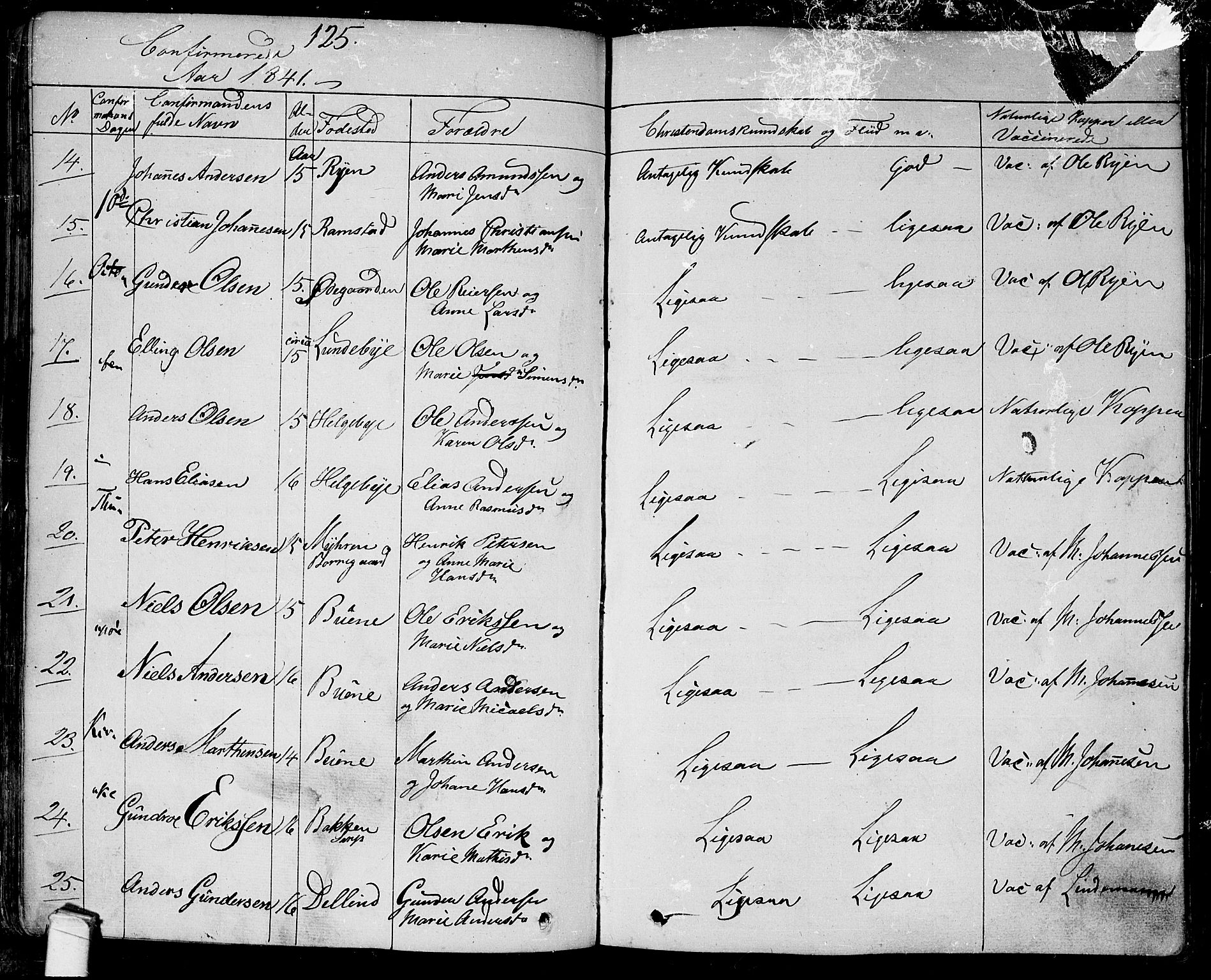 Tune prestekontor Kirkebøker, SAO/A-2007/F/Fa/L0008: Parish register (official) no. 8, 1837-1841, p. 125