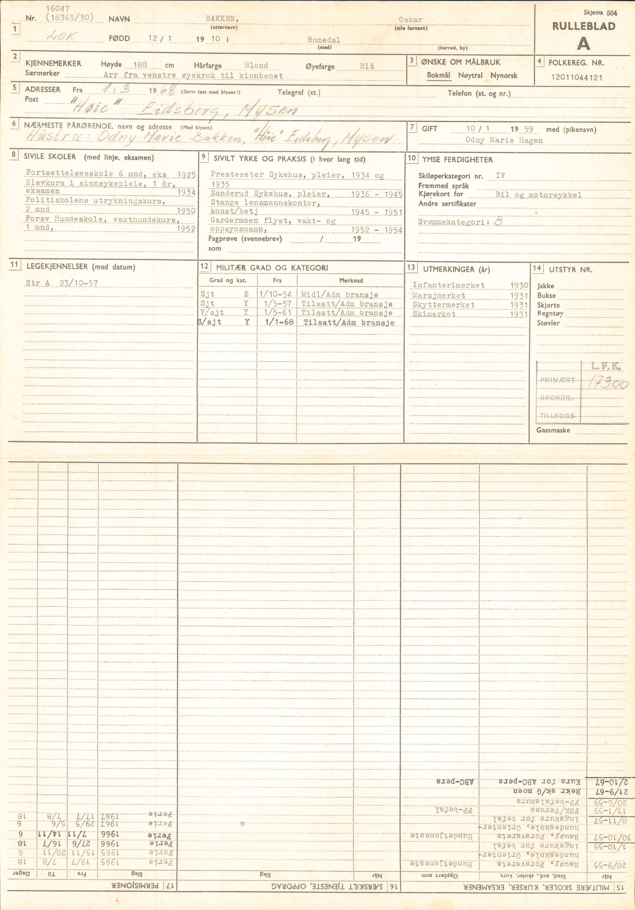 Forsvaret, Forsvarets overkommando/Luftforsvarsstaben, RA/RAFA-4079/P/Pa/L0024: Personellpapirer, 1910, p. 37